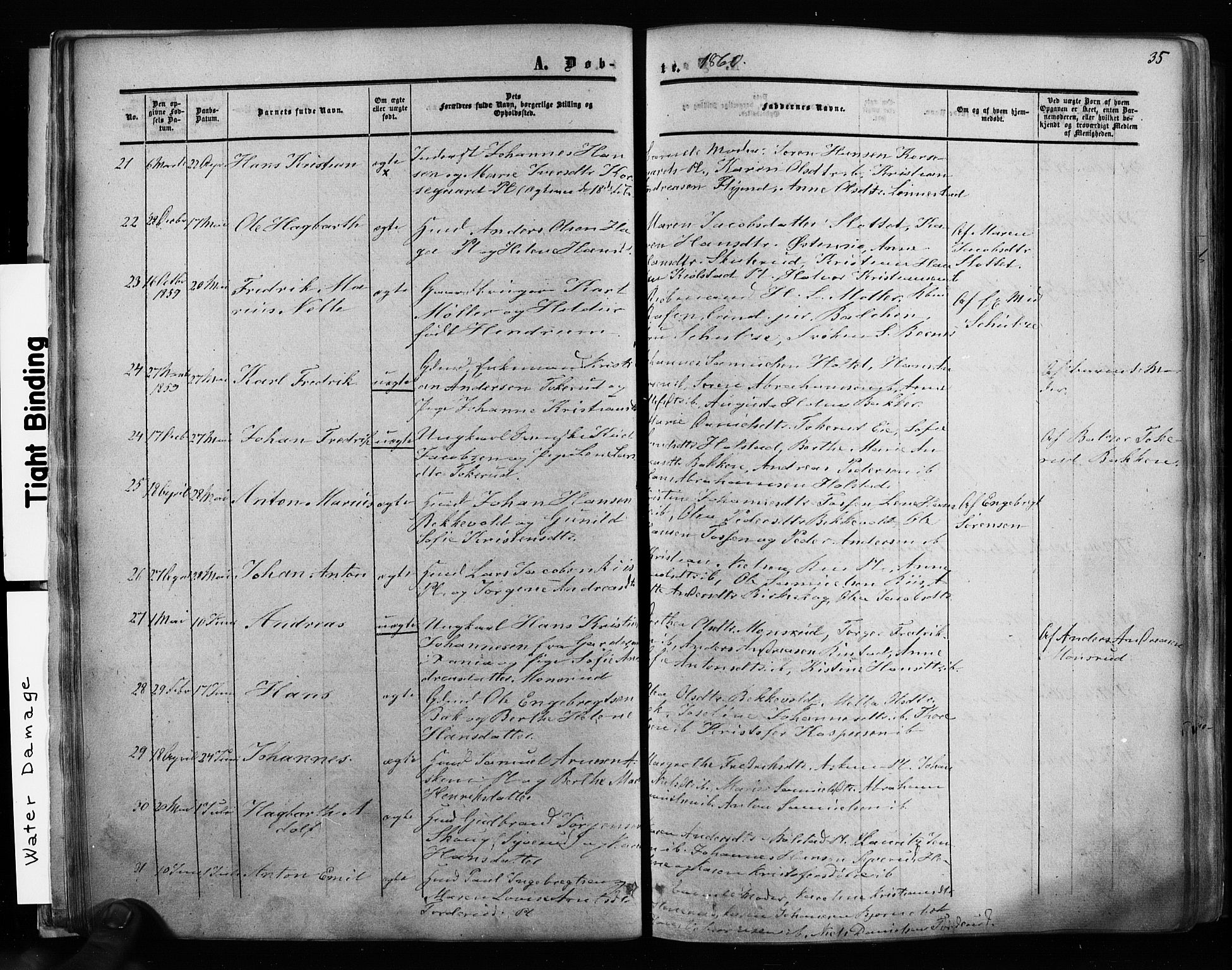 Ås prestekontor Kirkebøker, AV/SAO-A-10894/F/Fa/L0007: Parish register (official) no. I 7, 1854-1870, p. 35