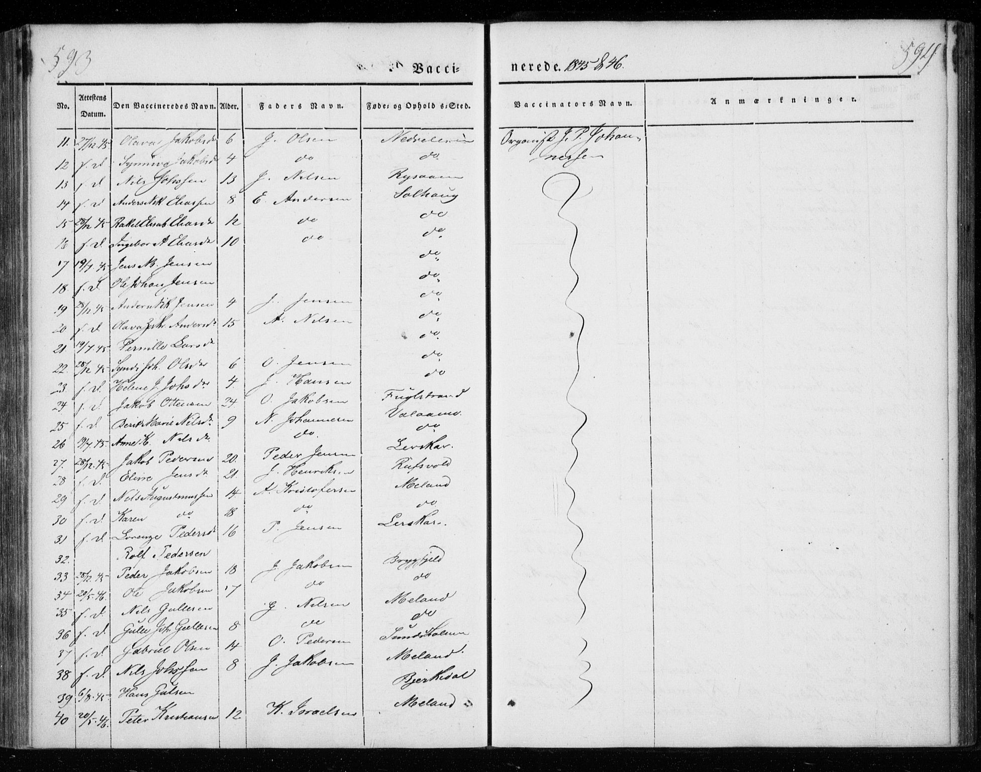 Ministerialprotokoller, klokkerbøker og fødselsregistre - Nordland, AV/SAT-A-1459/825/L0355: Parish register (official) no. 825A09, 1842-1863, p. 593-594