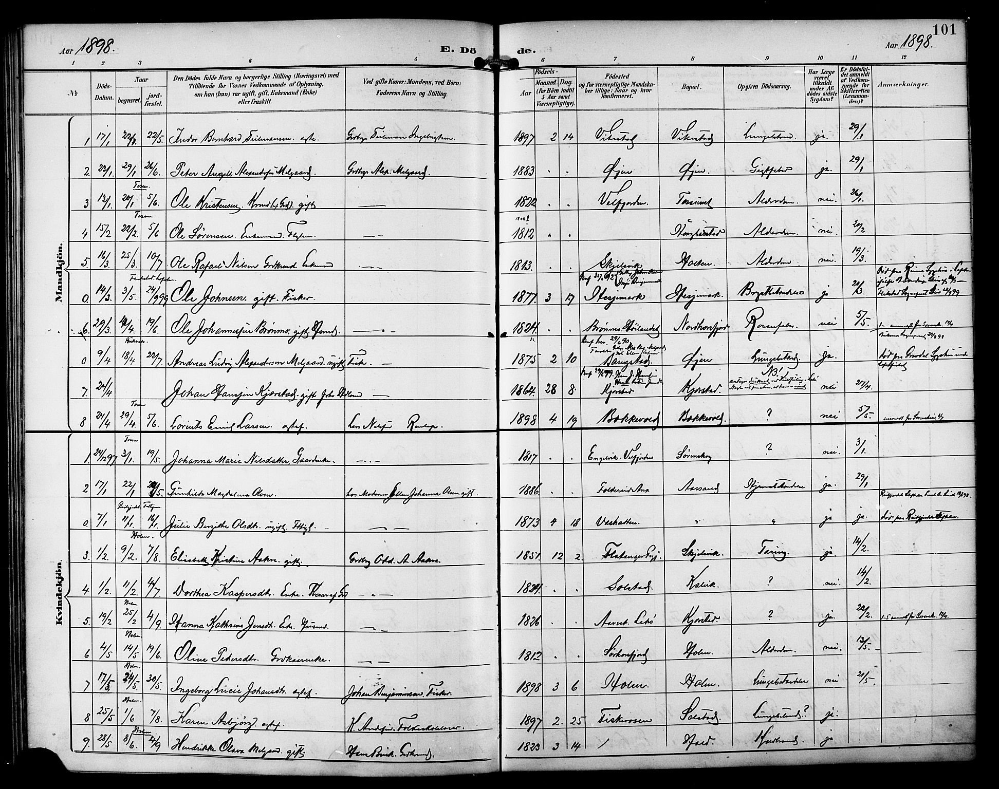 Ministerialprotokoller, klokkerbøker og fødselsregistre - Nordland, AV/SAT-A-1459/810/L0152: Parish register (official) no. 810A11, 1895-1899, p. 101