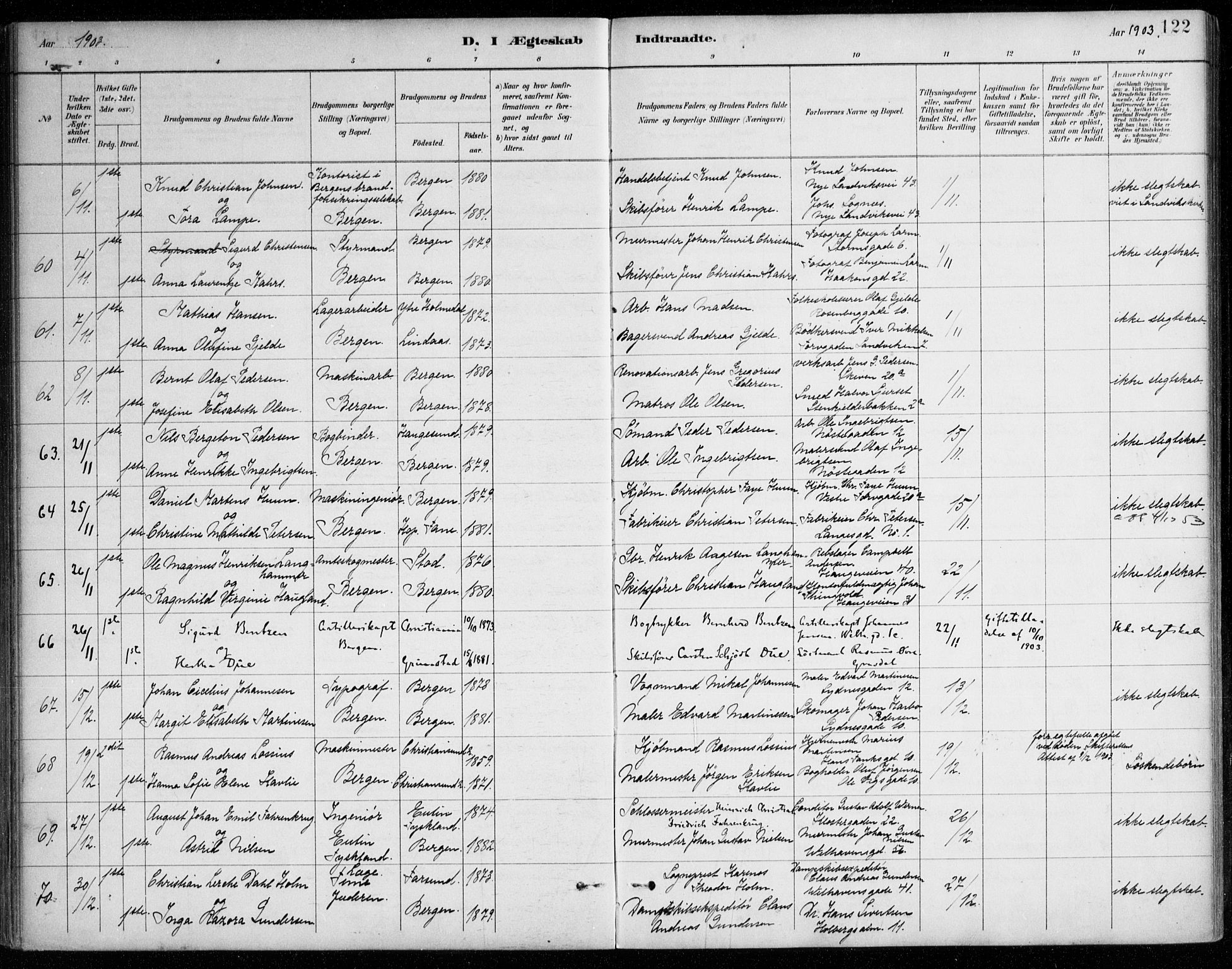 Johanneskirken sokneprestembete, AV/SAB-A-76001/H/Haa/L0012: Parish register (official) no. D 1, 1885-1912, p. 122