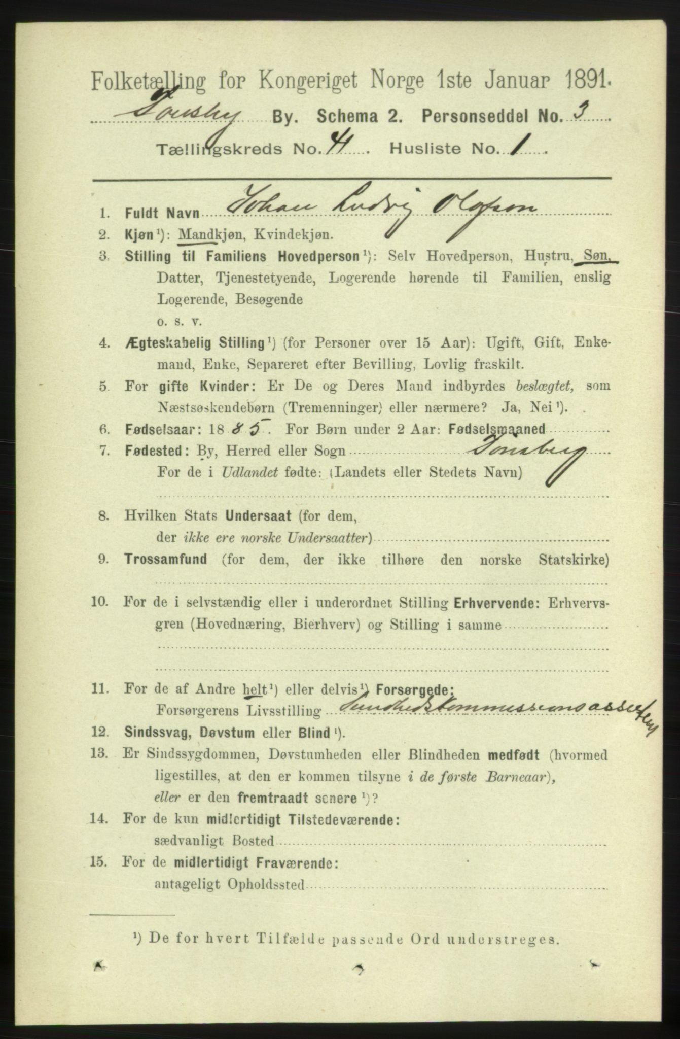 RA, 1891 census for 0705 Tønsberg, 1891, p. 8751