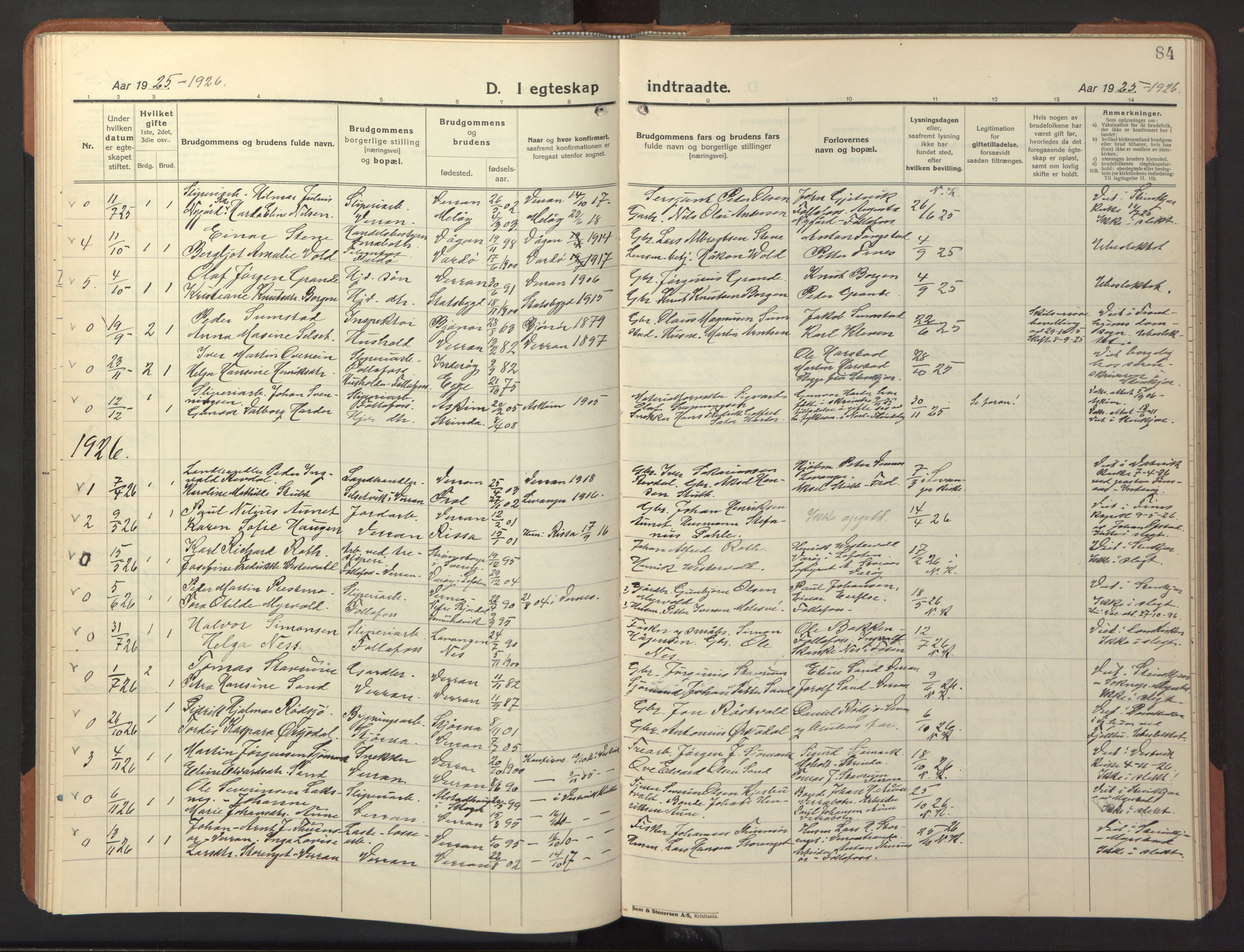 Ministerialprotokoller, klokkerbøker og fødselsregistre - Nord-Trøndelag, SAT/A-1458/744/L0425: Parish register (copy) no. 744C04, 1924-1947, p. 84
