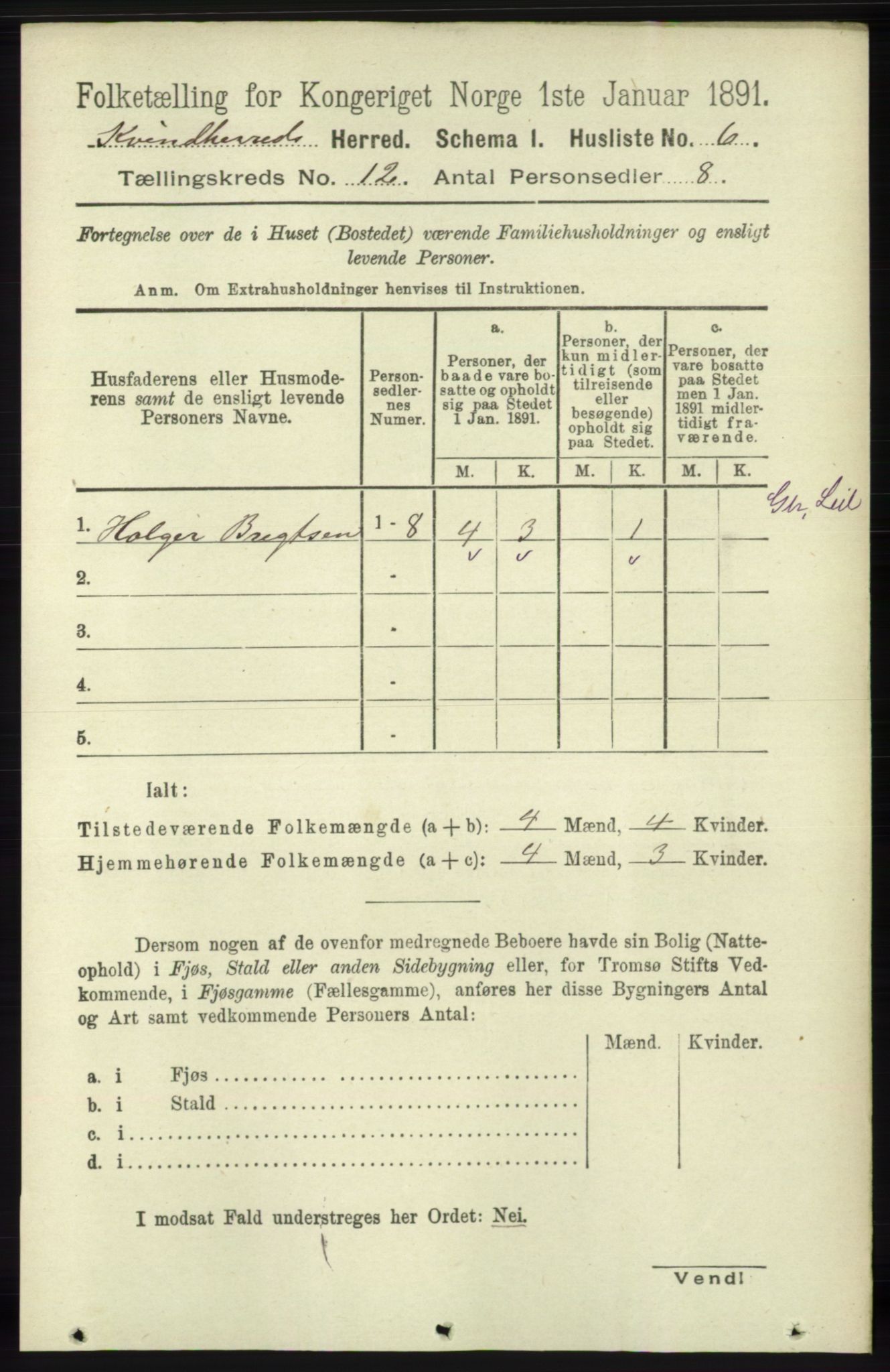 RA, 1891 census for 1224 Kvinnherad, 1891, p. 3925