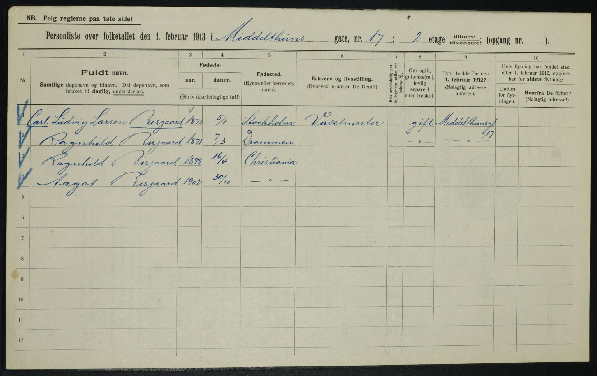 OBA, Municipal Census 1913 for Kristiania, 1913, p. 65308