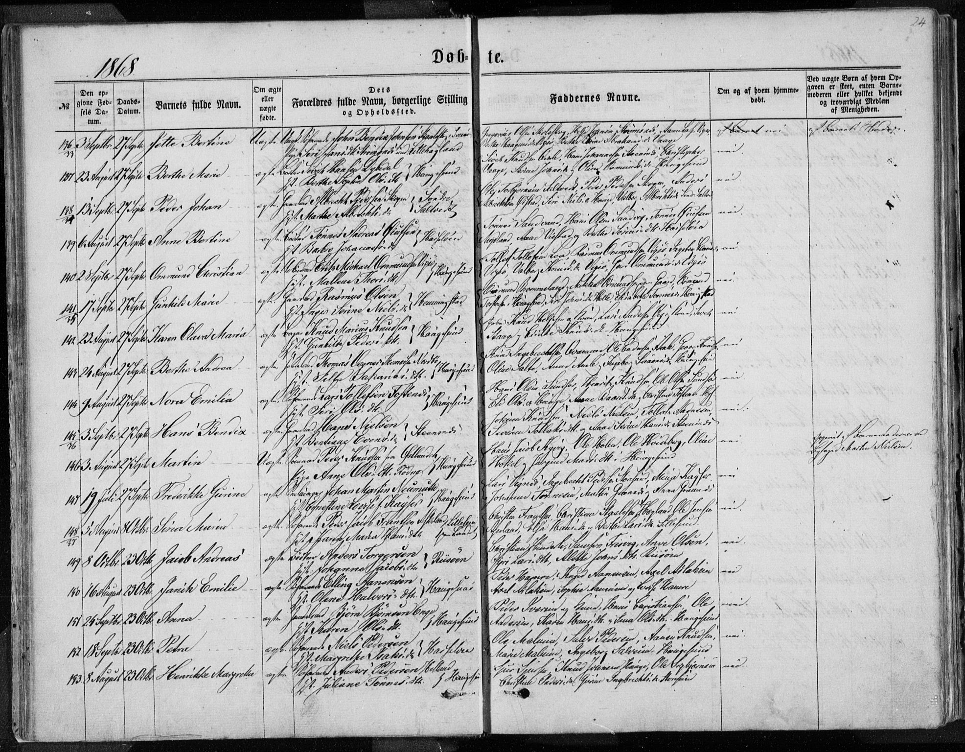 Torvastad sokneprestkontor, AV/SAST-A -101857/H/Ha/Haa/L0012: Parish register (official) no. A 12.1, 1867-1877, p. 24