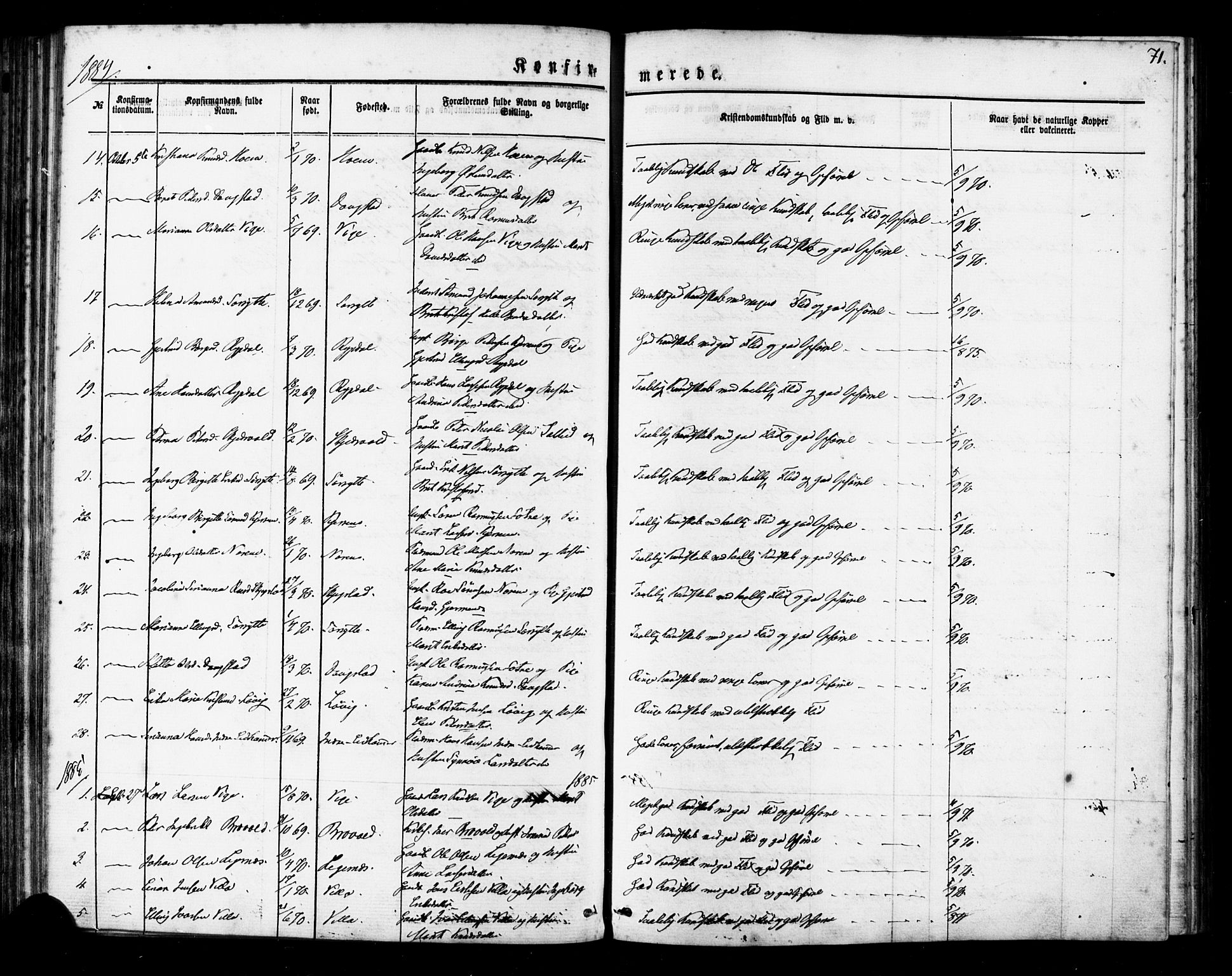 Ministerialprotokoller, klokkerbøker og fødselsregistre - Møre og Romsdal, SAT/A-1454/541/L0545: Parish register (official) no. 541A02, 1872-1886, p. 71