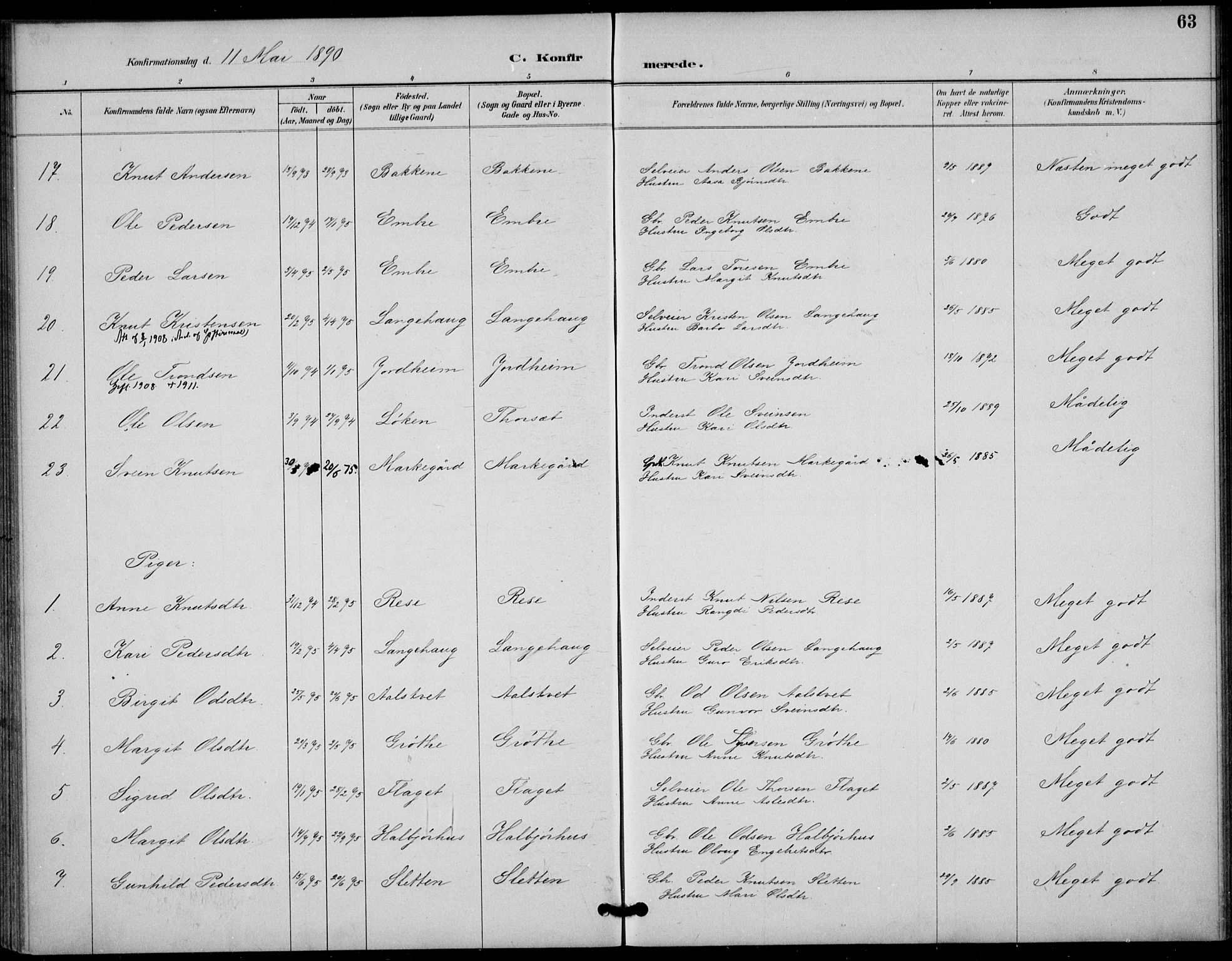 Gol kirkebøker, AV/SAKO-A-226/F/Fb/L0001: Parish register (official) no. II 1, 1887-1900, p. 63