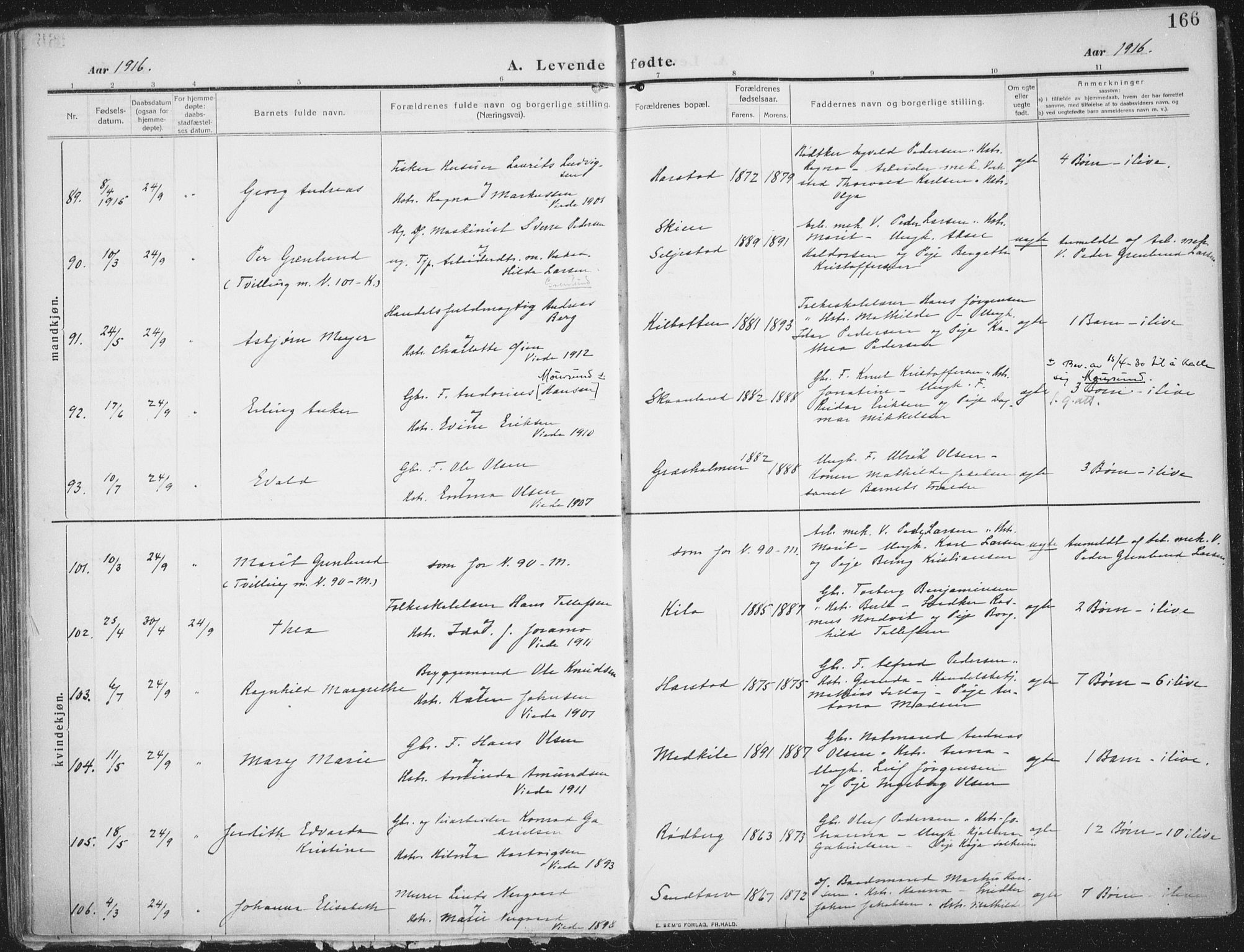 Trondenes sokneprestkontor, SATØ/S-1319/H/Ha/L0018kirke: Parish register (official) no. 18, 1909-1918, p. 166