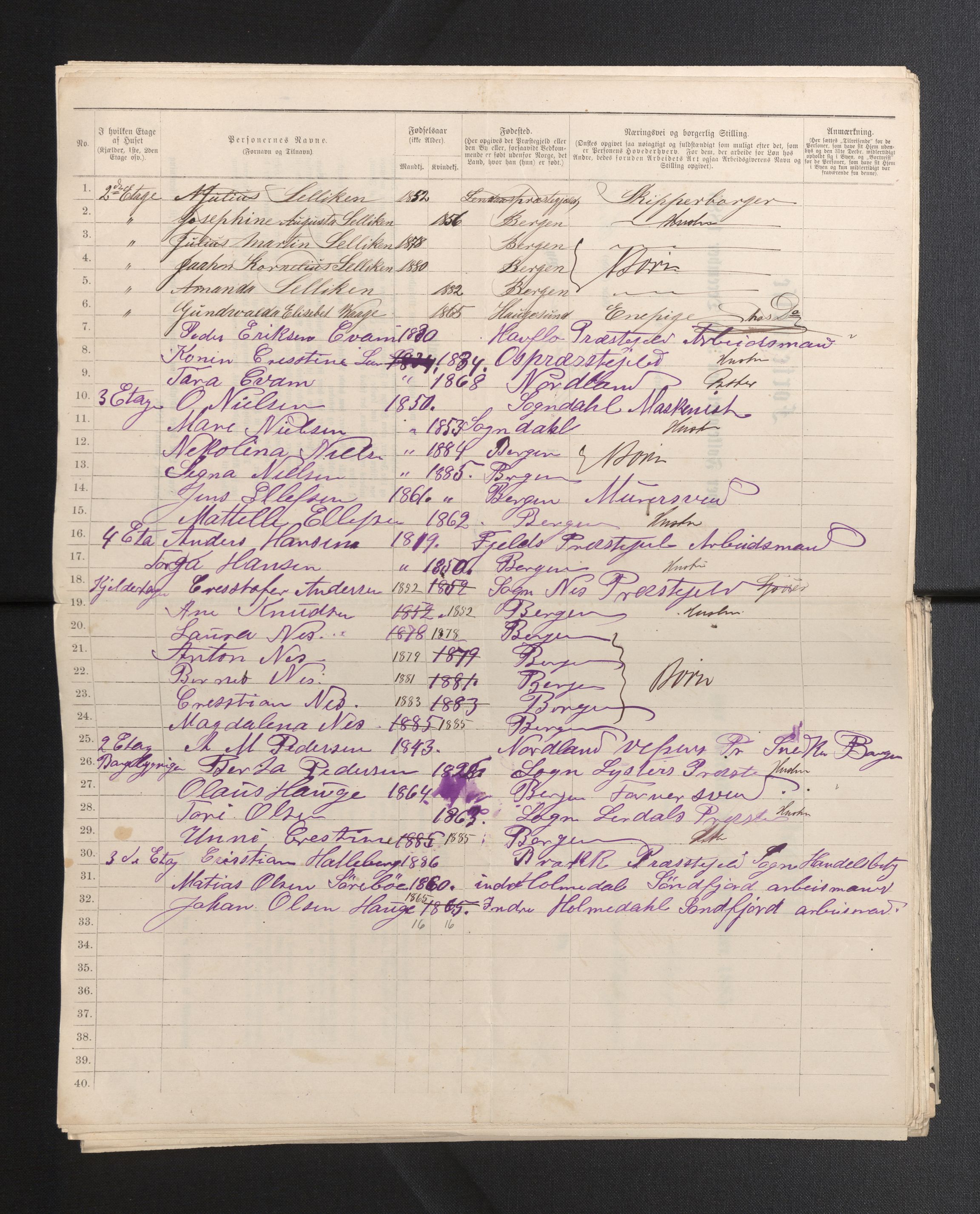 SAB, 1885 census for 1301 Bergen, 1885, p. 7185