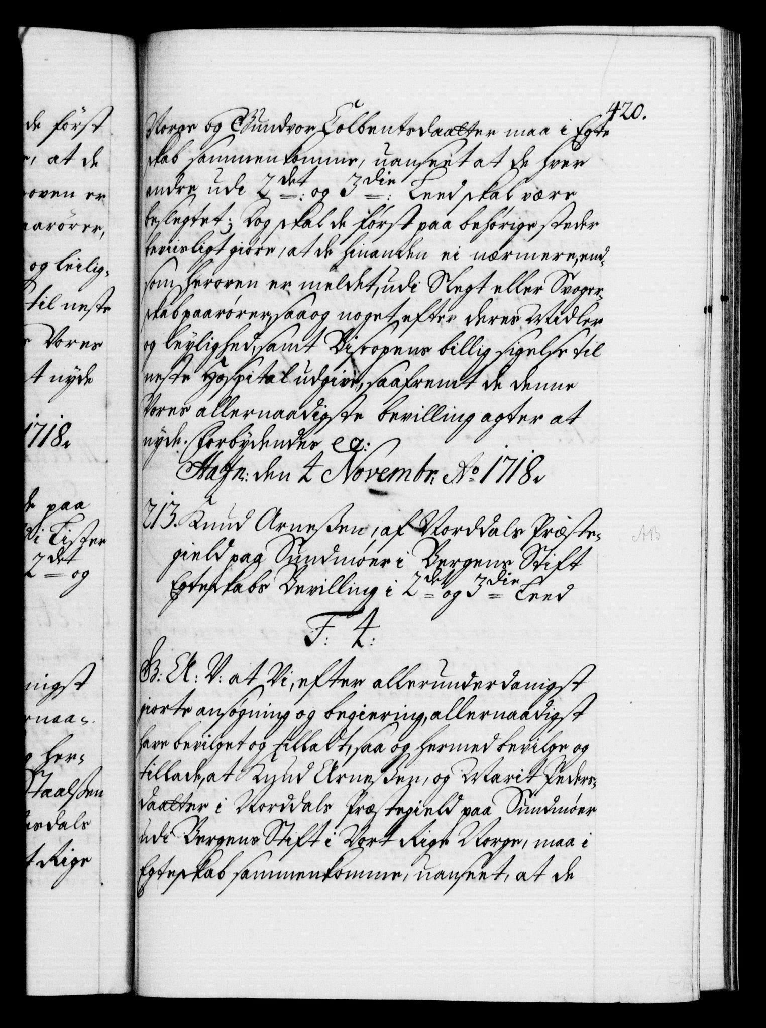 Danske Kanselli 1572-1799, AV/RA-EA-3023/F/Fc/Fca/Fcaa/L0022: Norske registre, 1716-1719, p. 420a