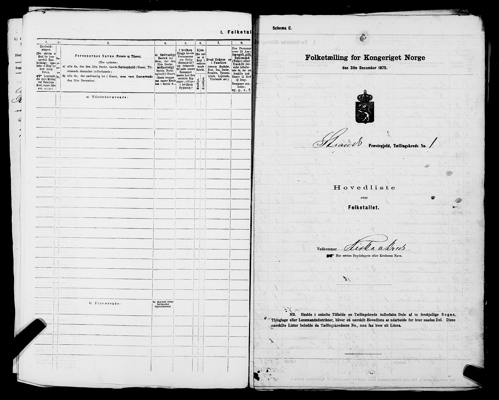 SAST, 1875 census for 1130P Strand, 1875, p. 6