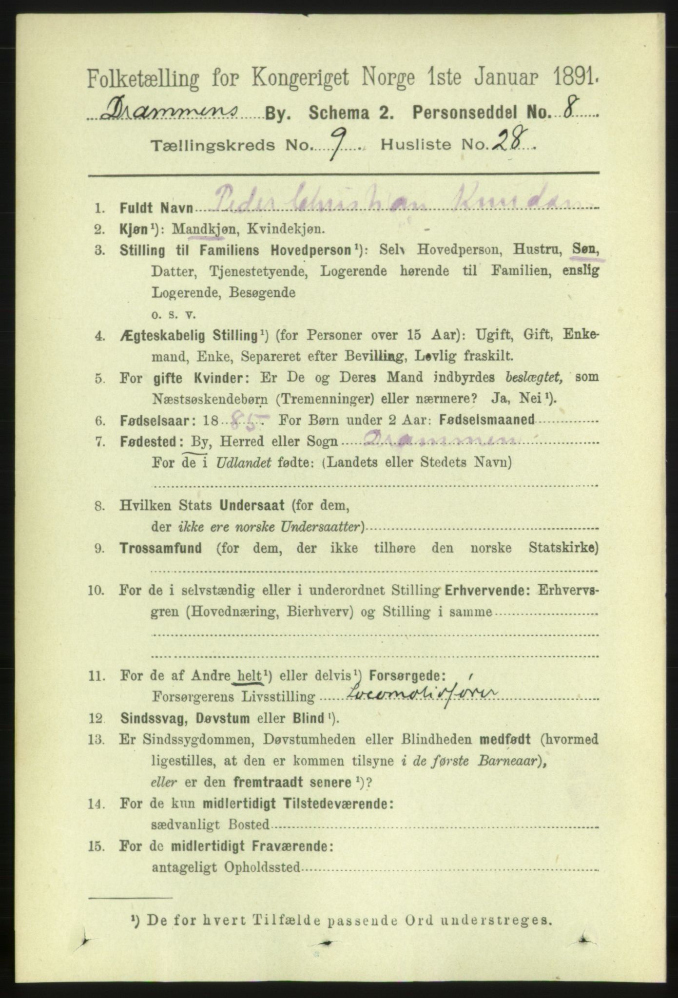 RA, 1891 census for 0602 Drammen, 1891, p. 7746