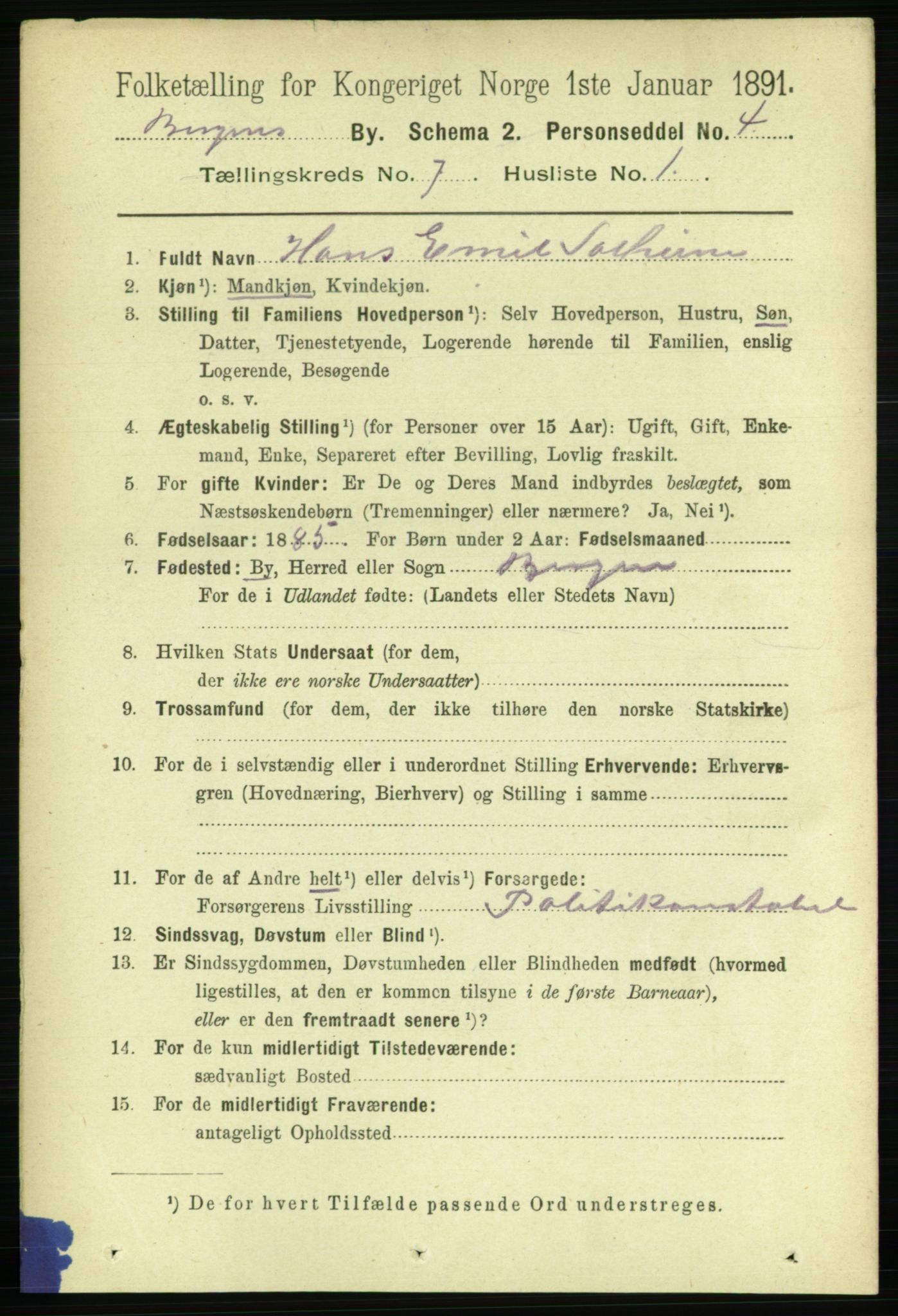 RA, 1891 Census for 1301 Bergen, 1891, p. 15718