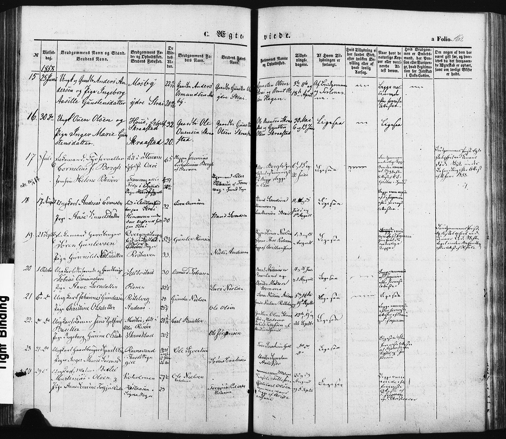 Oddernes sokneprestkontor, AV/SAK-1111-0033/F/Fa/Faa/L0007: Parish register (official) no. A 7, 1851-1863, p. 162