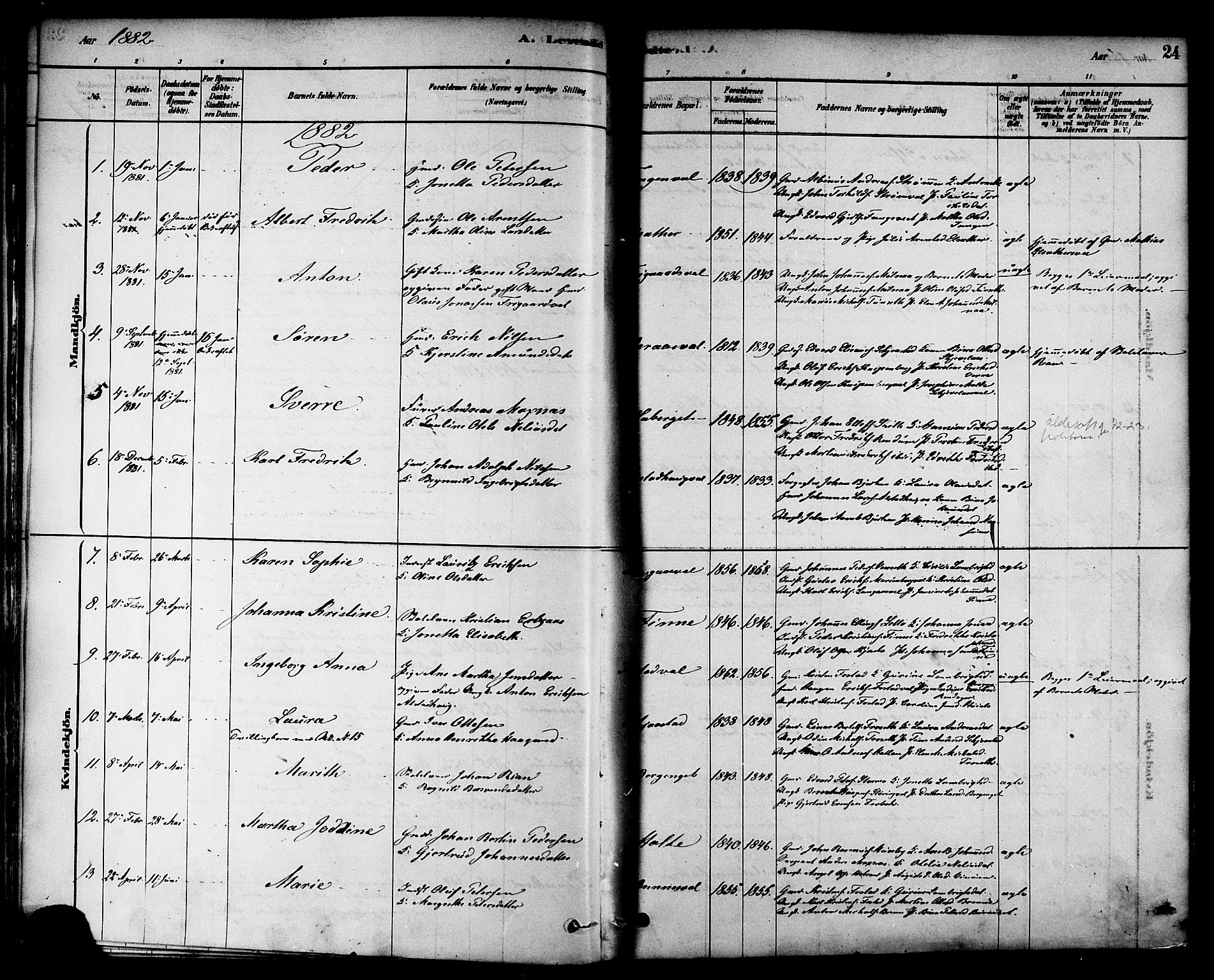 Ministerialprotokoller, klokkerbøker og fødselsregistre - Nord-Trøndelag, SAT/A-1458/717/L0159: Parish register (official) no. 717A09, 1878-1898, p. 24