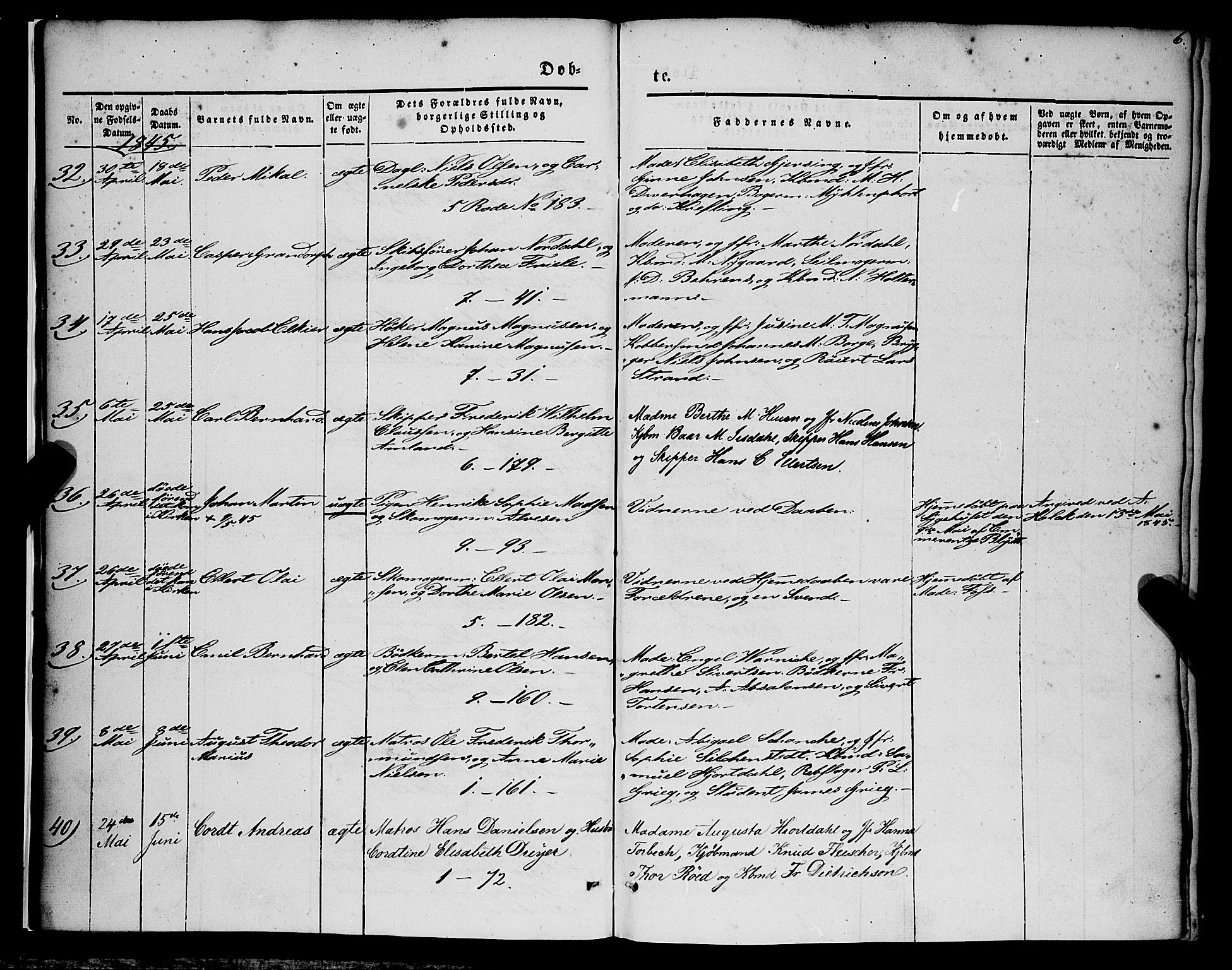 Nykirken Sokneprestembete, AV/SAB-A-77101/H/Haa/L0014: Parish register (official) no. B 1, 1844-1858, p. 6