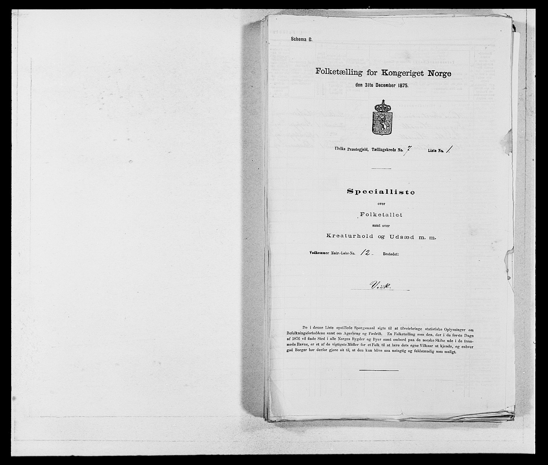 SAB, 1875 census for 1233P Ulvik, 1875, p. 1133