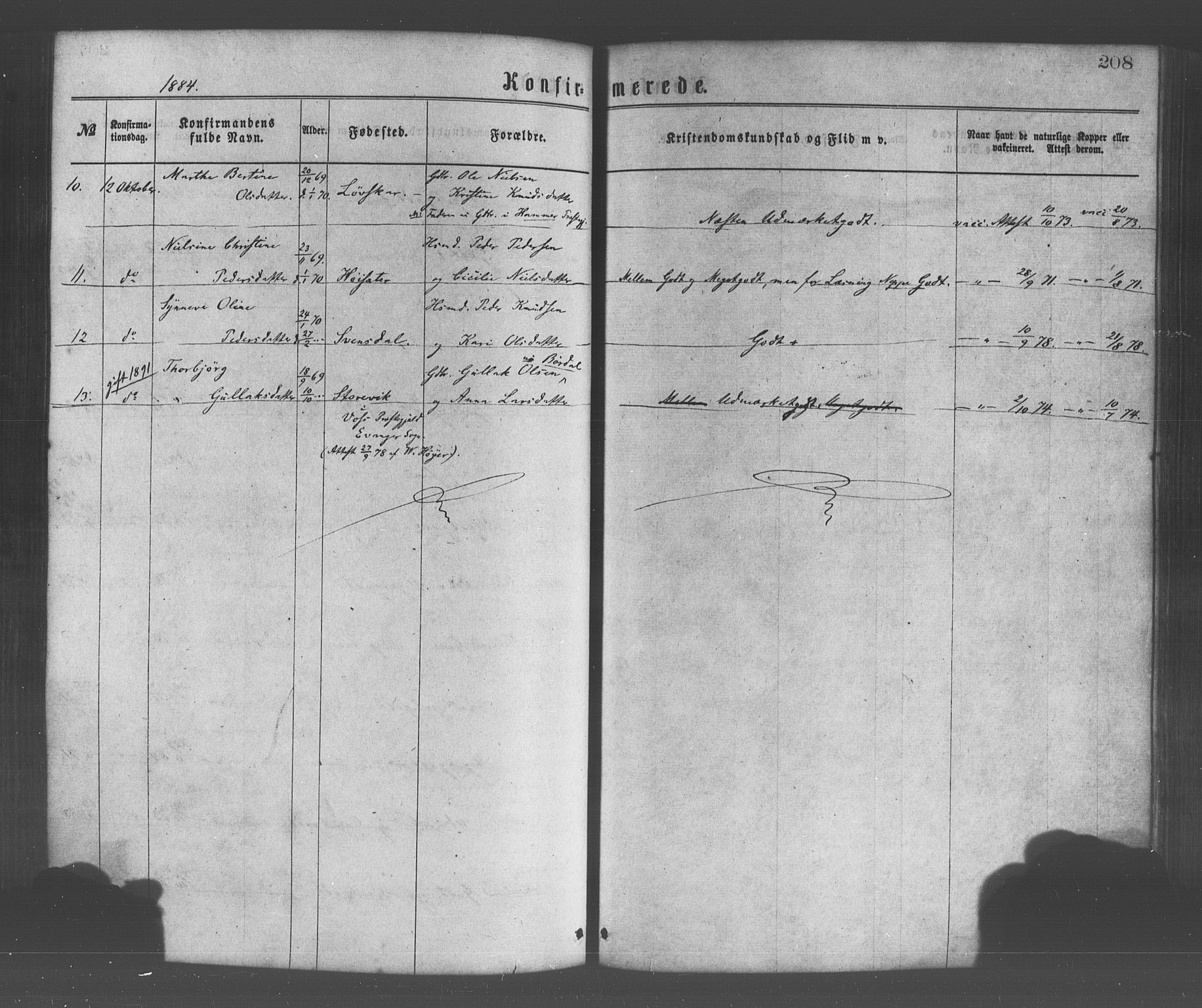 Os sokneprestembete, SAB/A-99929: Parish register (official) no. A 18, 1874-1884, p. 208