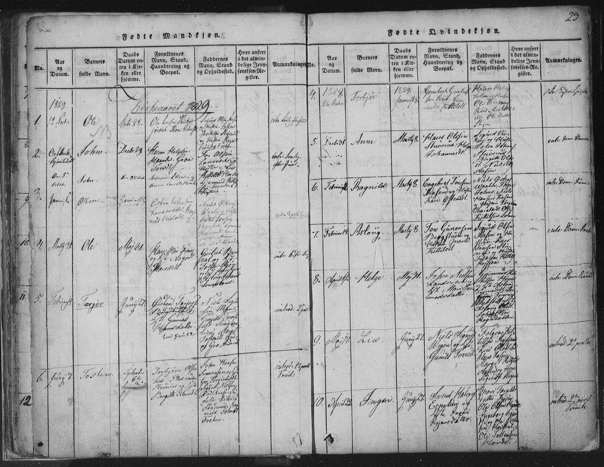 Hjartdal kirkebøker, AV/SAKO-A-270/F/Fc/L0001: Parish register (official) no. III 1, 1815-1843, p. 23