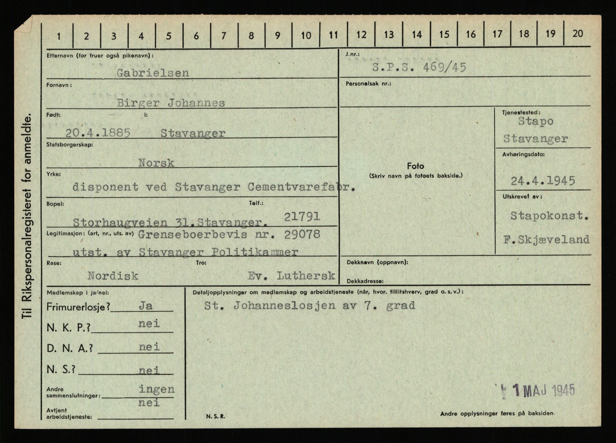 Statspolitiet - Hovedkontoret / Osloavdelingen, AV/RA-S-1329/C/Ca/L0005: Furali - Hamula, 1943-1945, p. 457