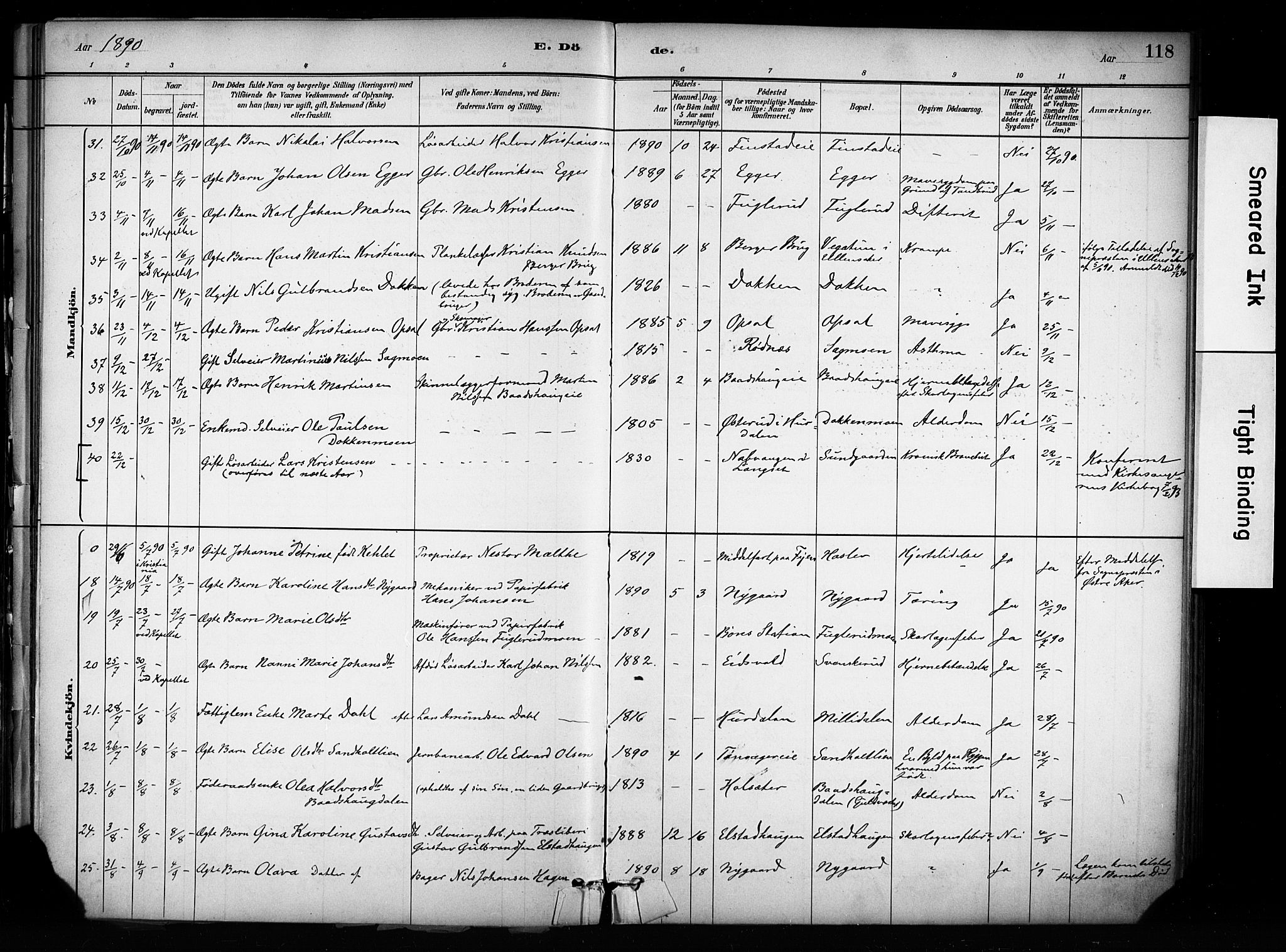 Eidsvoll prestekontor Kirkebøker, SAO/A-10888/F/Fa/L0003: Parish register (official) no. I 3, 1882-1895, p. 118
