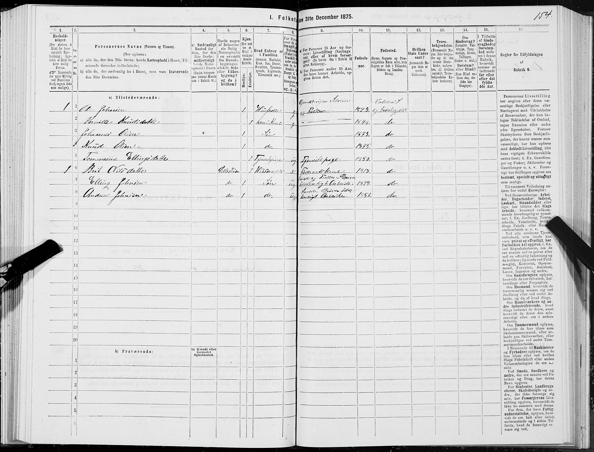 SAT, 1875 census for 1519P Volda, 1875, p. 5154