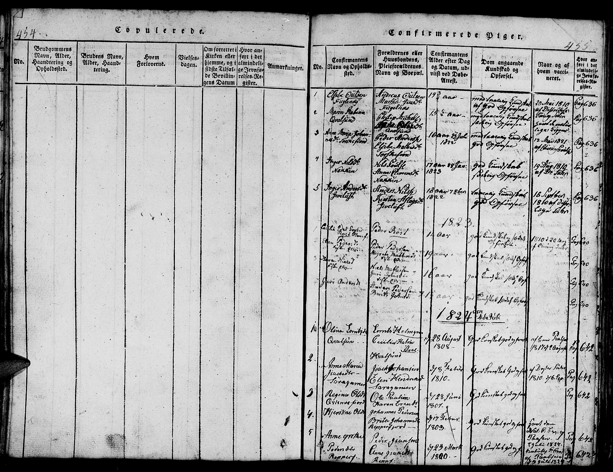 Hammerfest sokneprestkontor, AV/SATØ-S-1347/H/Hb/L0001.klokk: Parish register (copy) no. 1, 1822-1850, p. 455