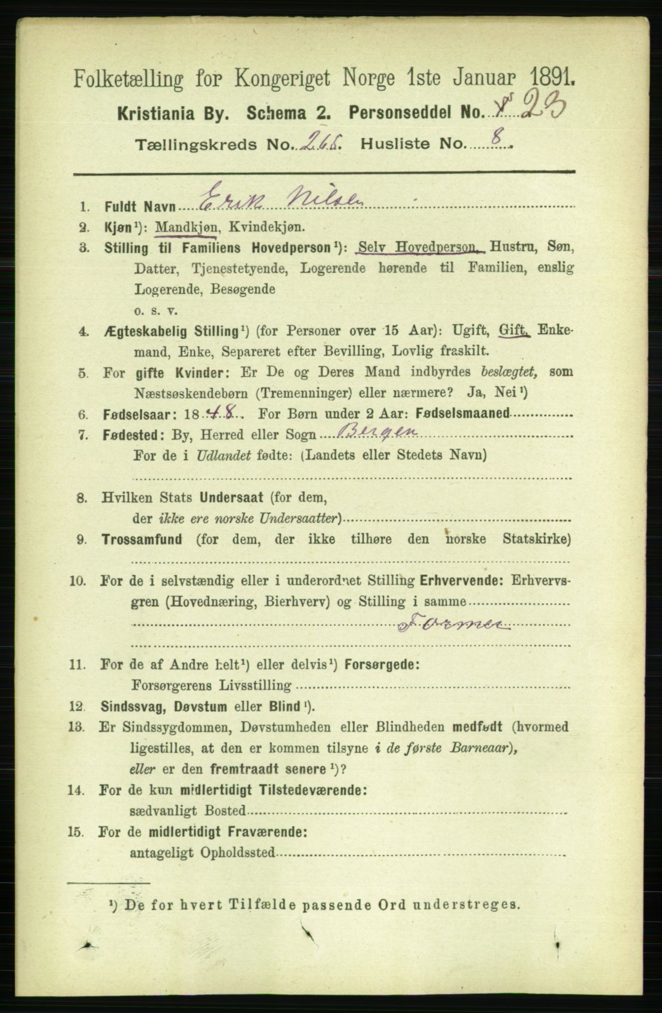 RA, 1891 census for 0301 Kristiania, 1891, p. 161104