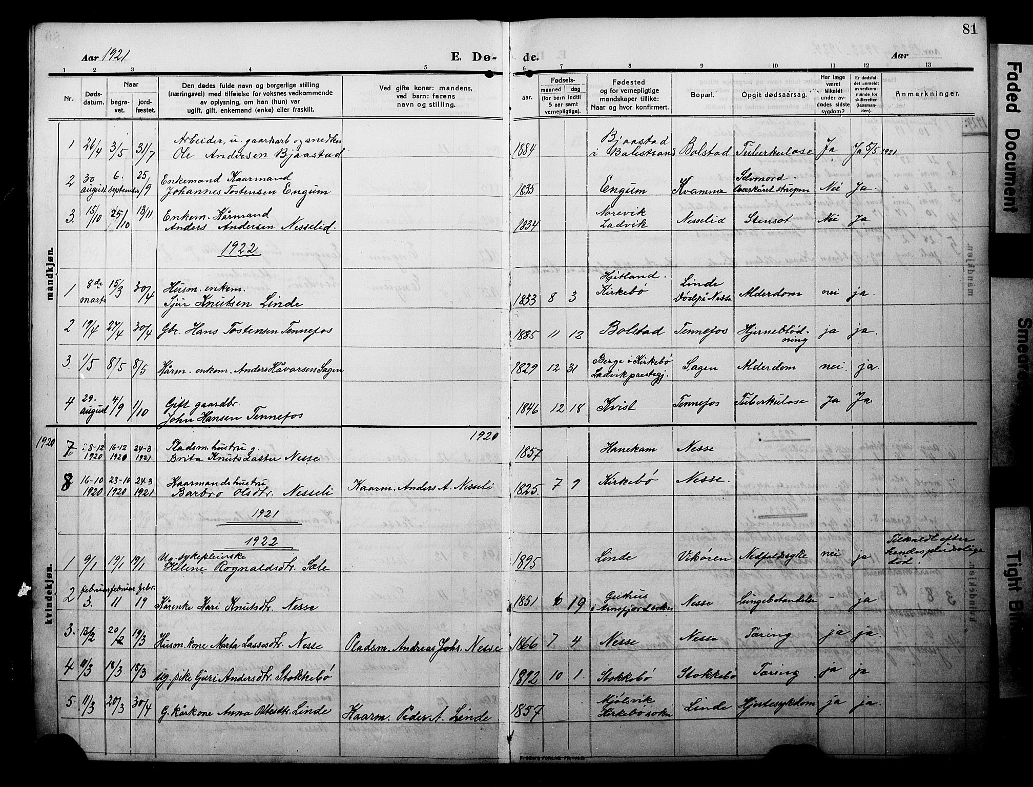 Balestrand sokneprestembete, SAB/A-79601/H/Hab/Habc/L0004: Parish register (copy) no. C 4, 1909-1929, p. 81