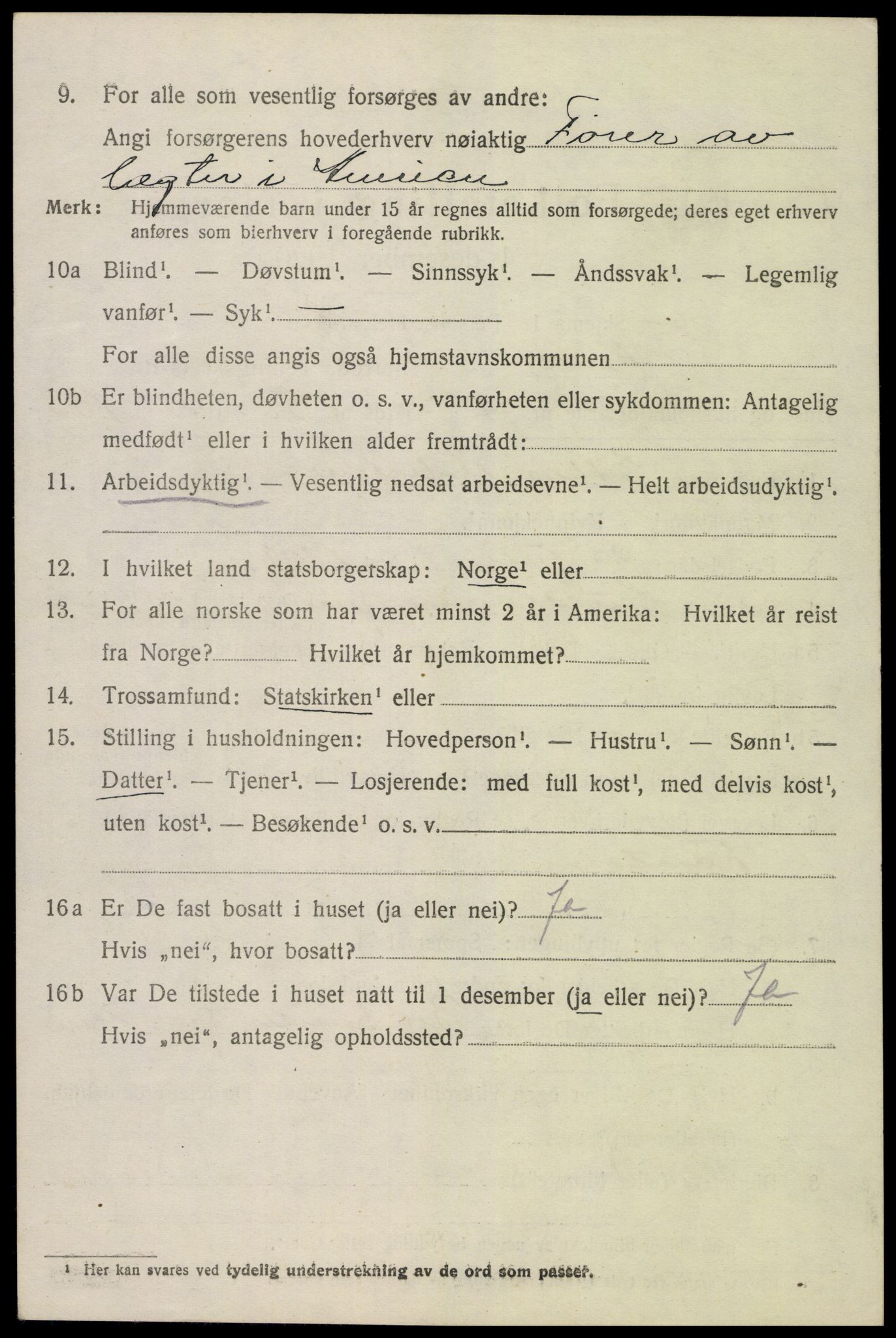SAK, 1920 census for Hisøy, 1920, p. 2409