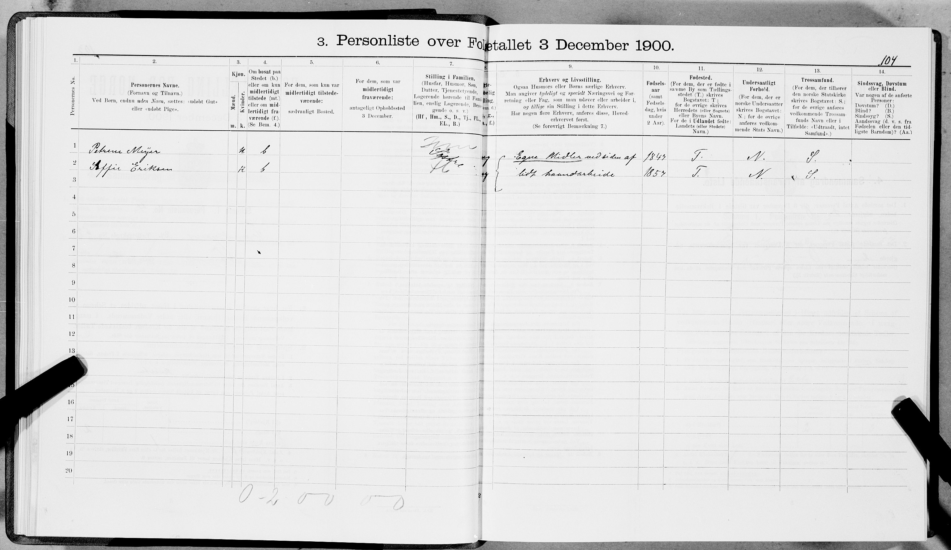 SAT, 1900 census for Trondheim, 1900, p. 11884