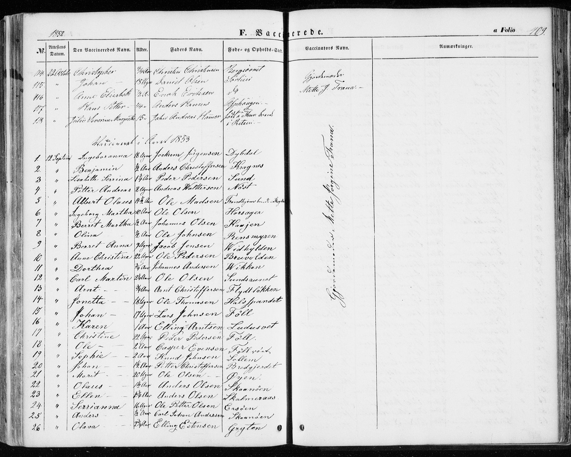 Ministerialprotokoller, klokkerbøker og fødselsregistre - Sør-Trøndelag, SAT/A-1456/646/L0611: Parish register (official) no. 646A09, 1848-1857, p. 409