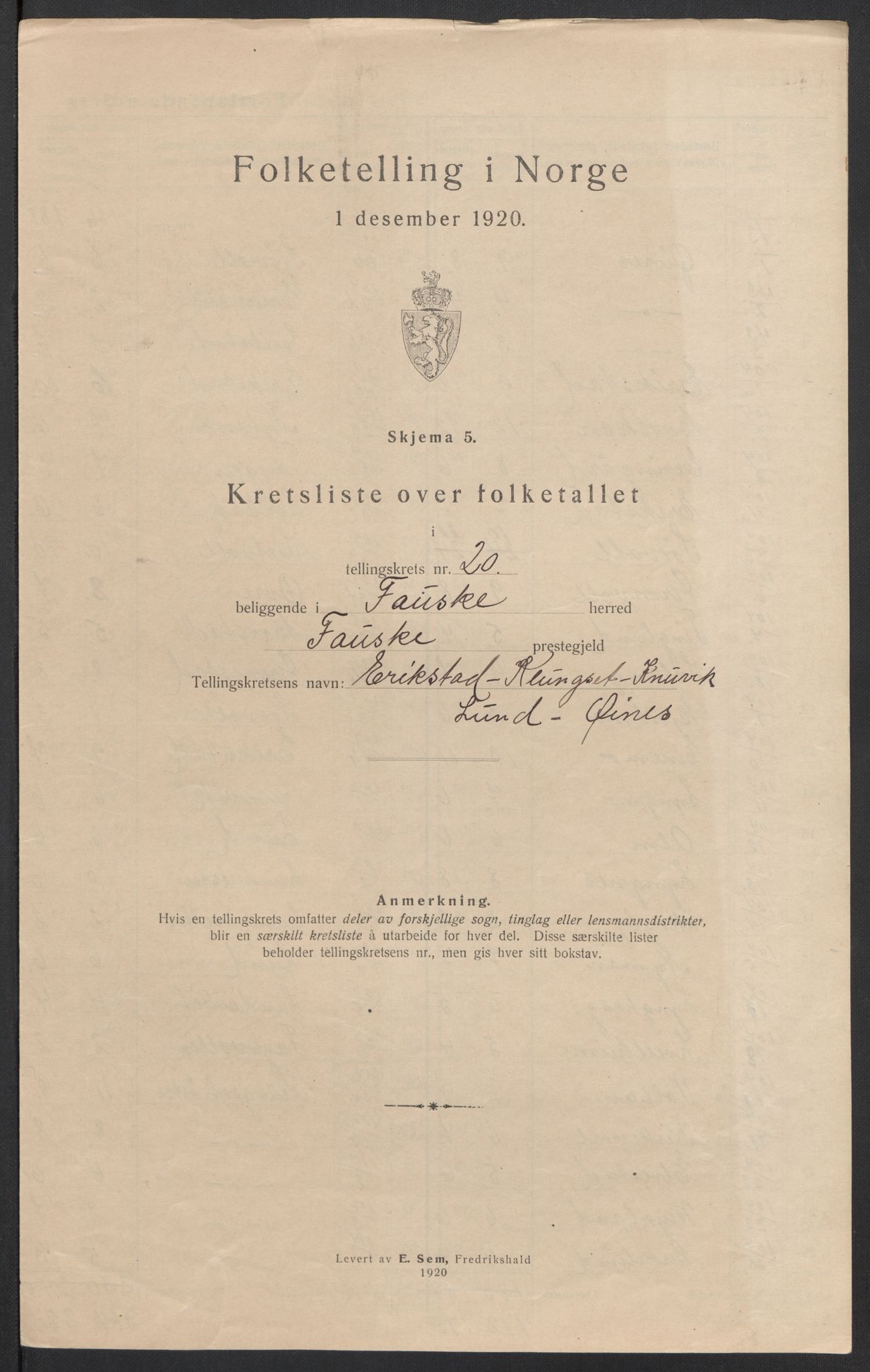 SAT, 1920 census for Fauske, 1920, p. 63