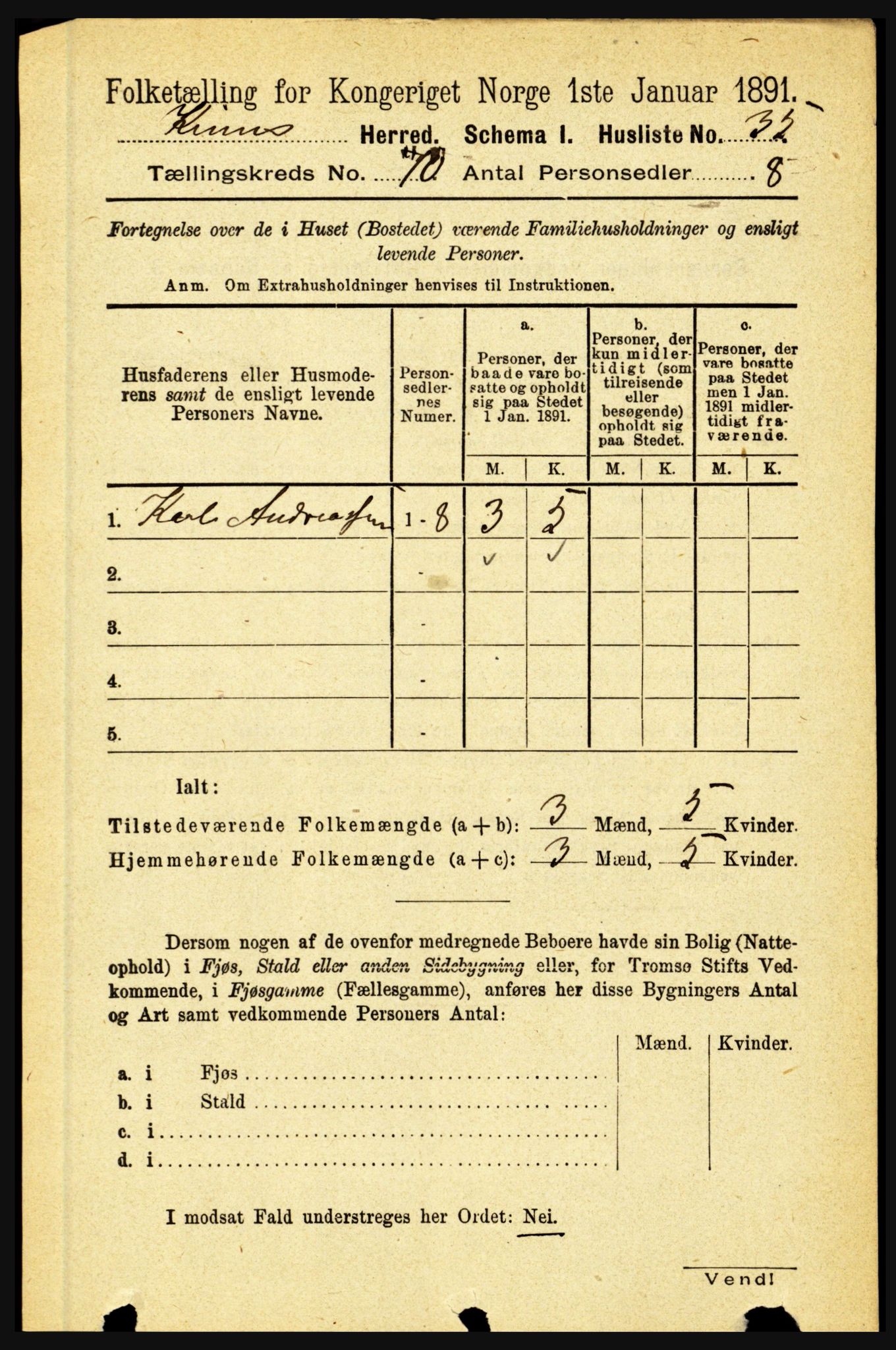 RA, 1891 census for 1437 Kinn, 1891, p. 3791