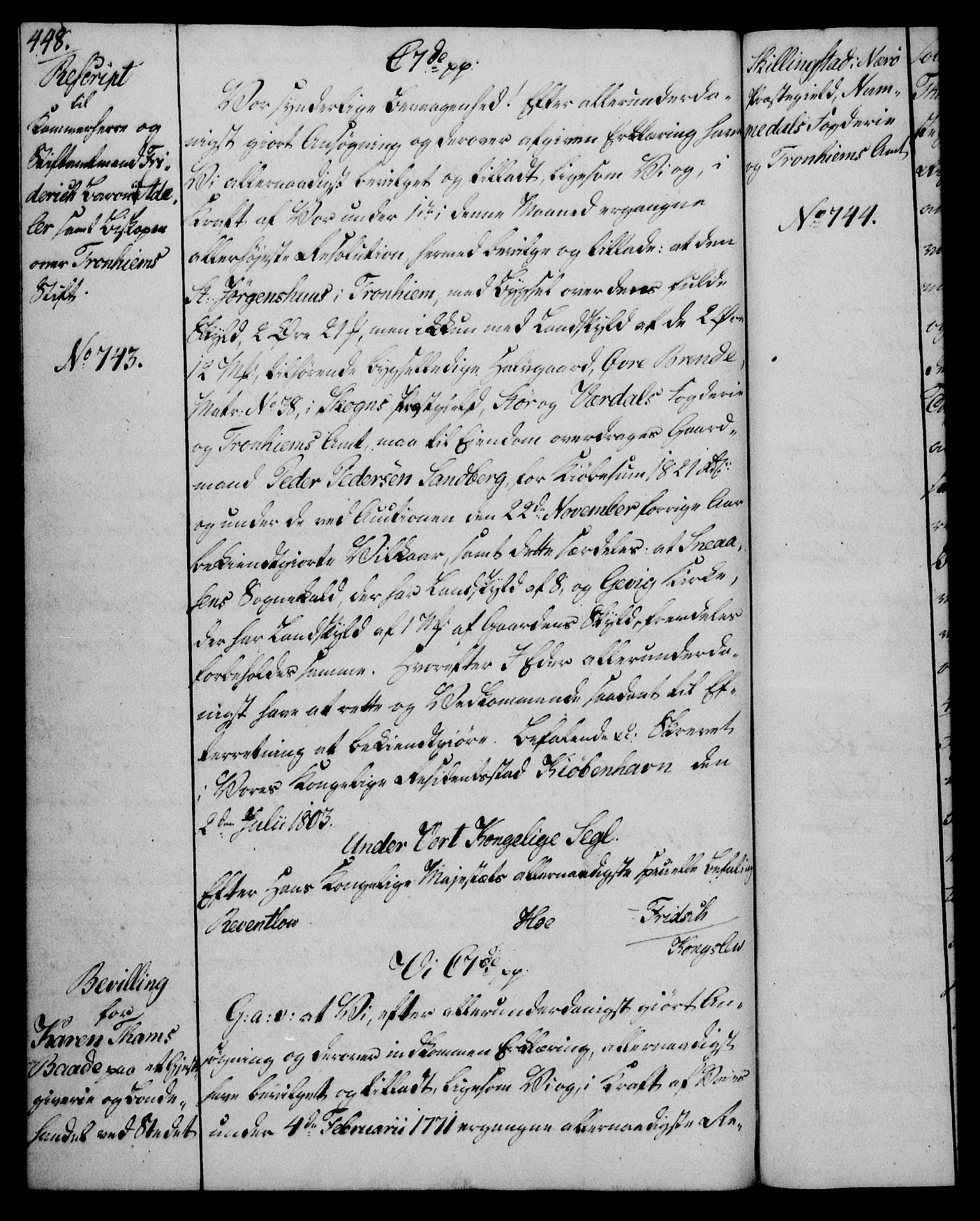 Rentekammeret, Kammerkanselliet, RA/EA-3111/G/Gg/Gga/L0017: Norsk ekspedisjonsprotokoll med register (merket RK 53.17), 1801-1803, p. 448