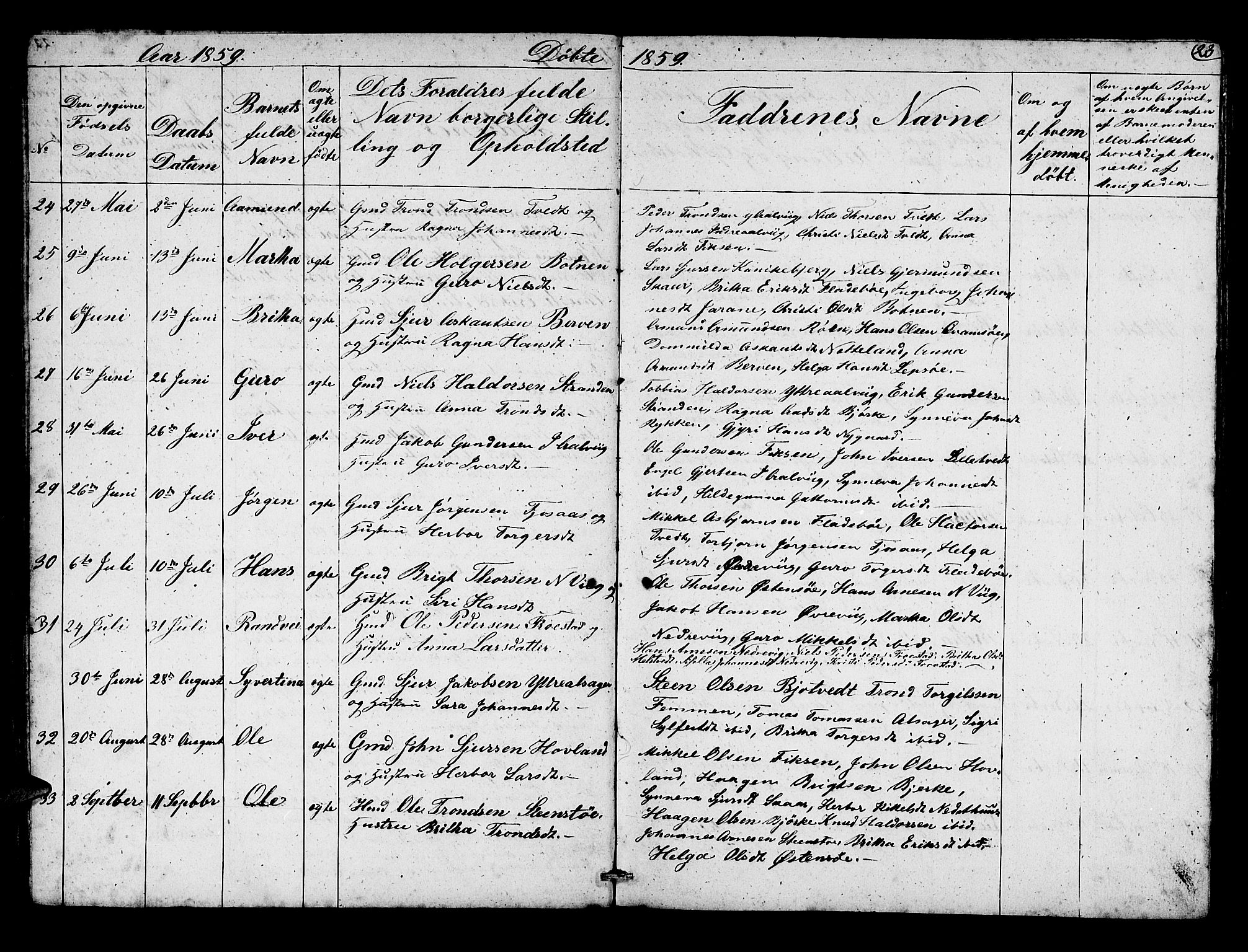 Kvam sokneprestembete, SAB/A-76201/H/Hab: Parish register (copy) no. C 1, 1852-1862, p. 23