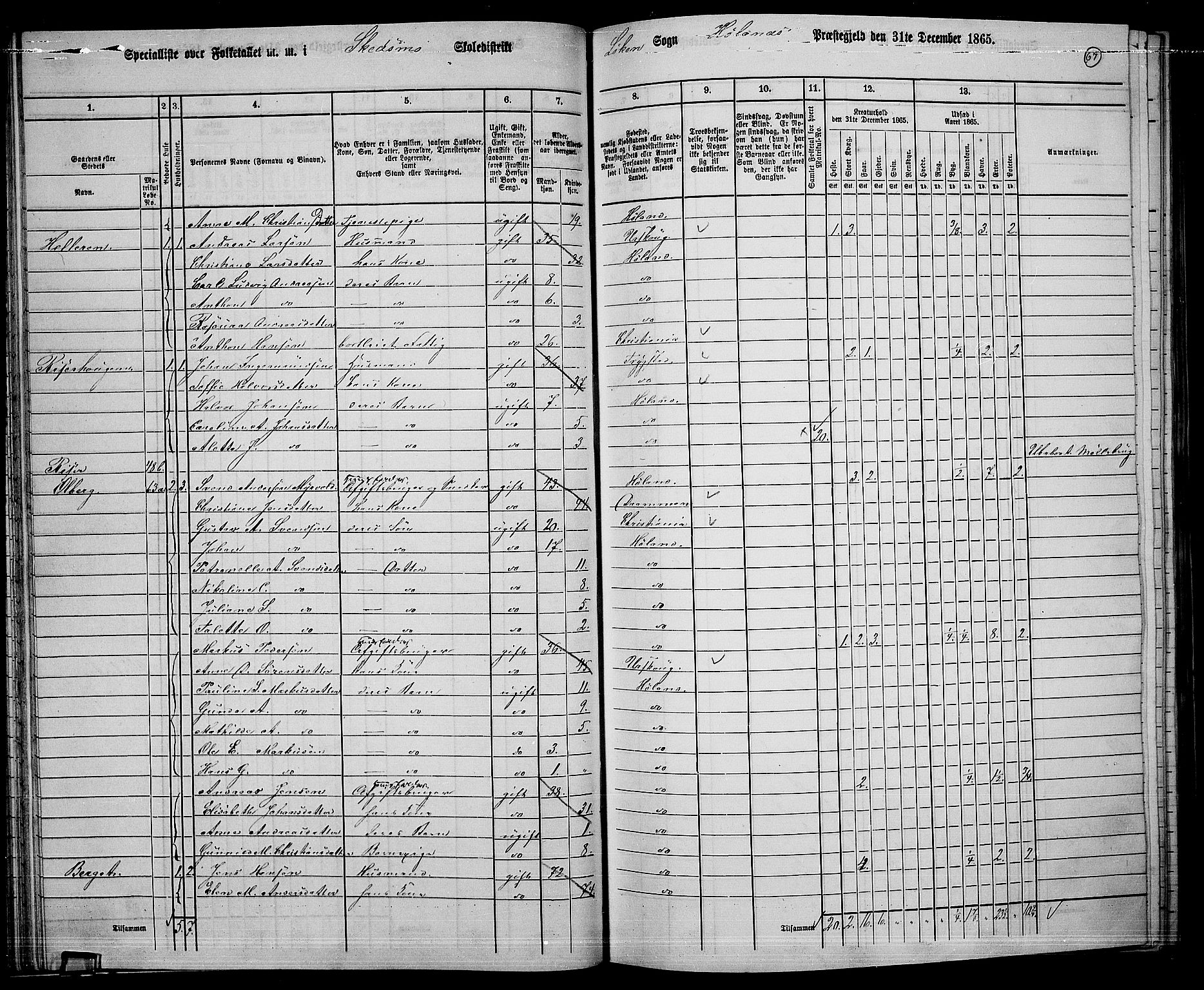 RA, 1865 census for Høland, 1865, p. 65