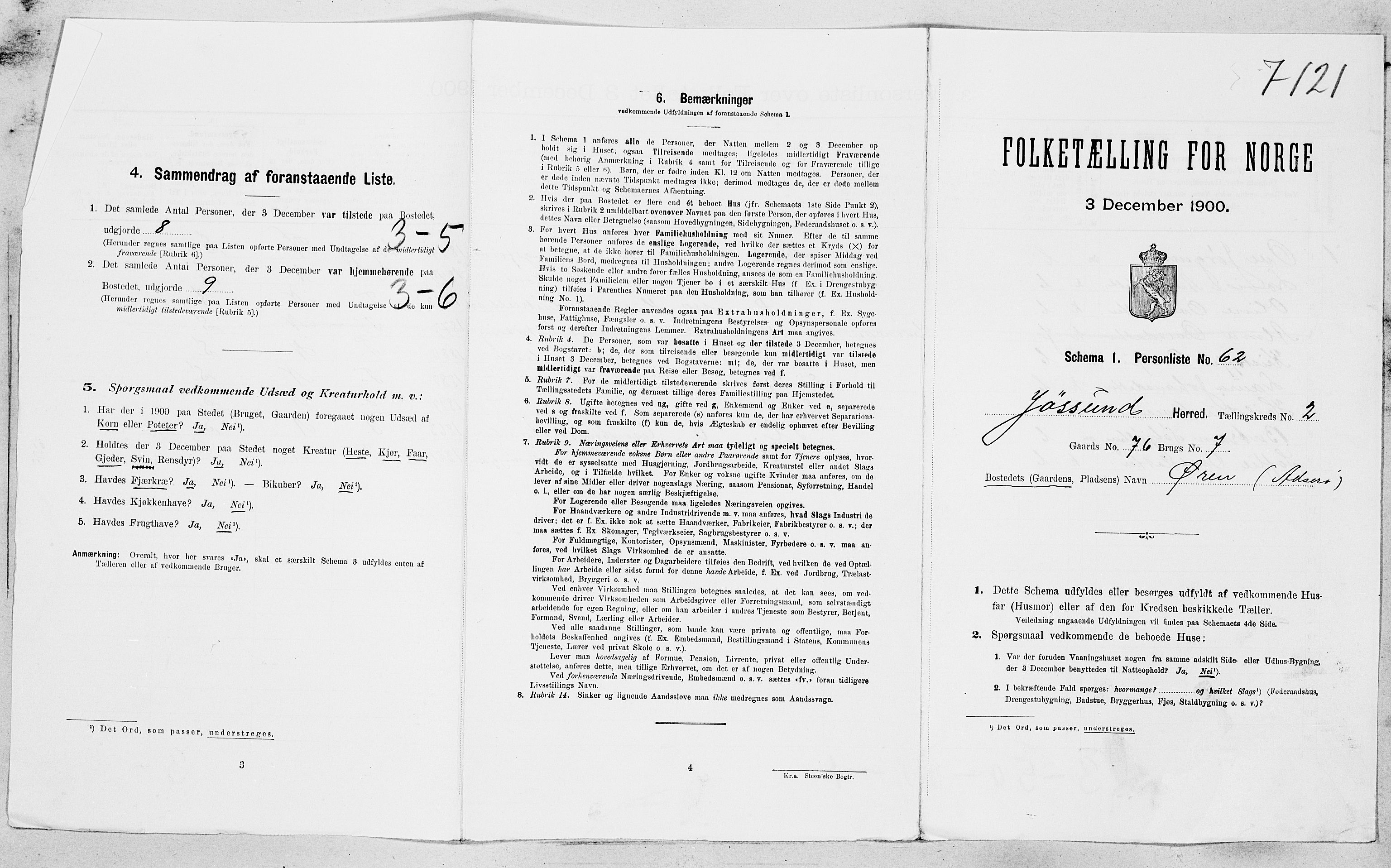 SAT, 1900 census for Jøssund, 1900, p. 315