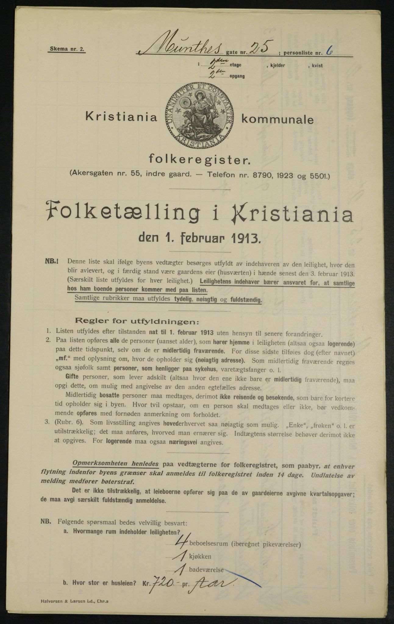 OBA, Municipal Census 1913 for Kristiania, 1913, p. 68070