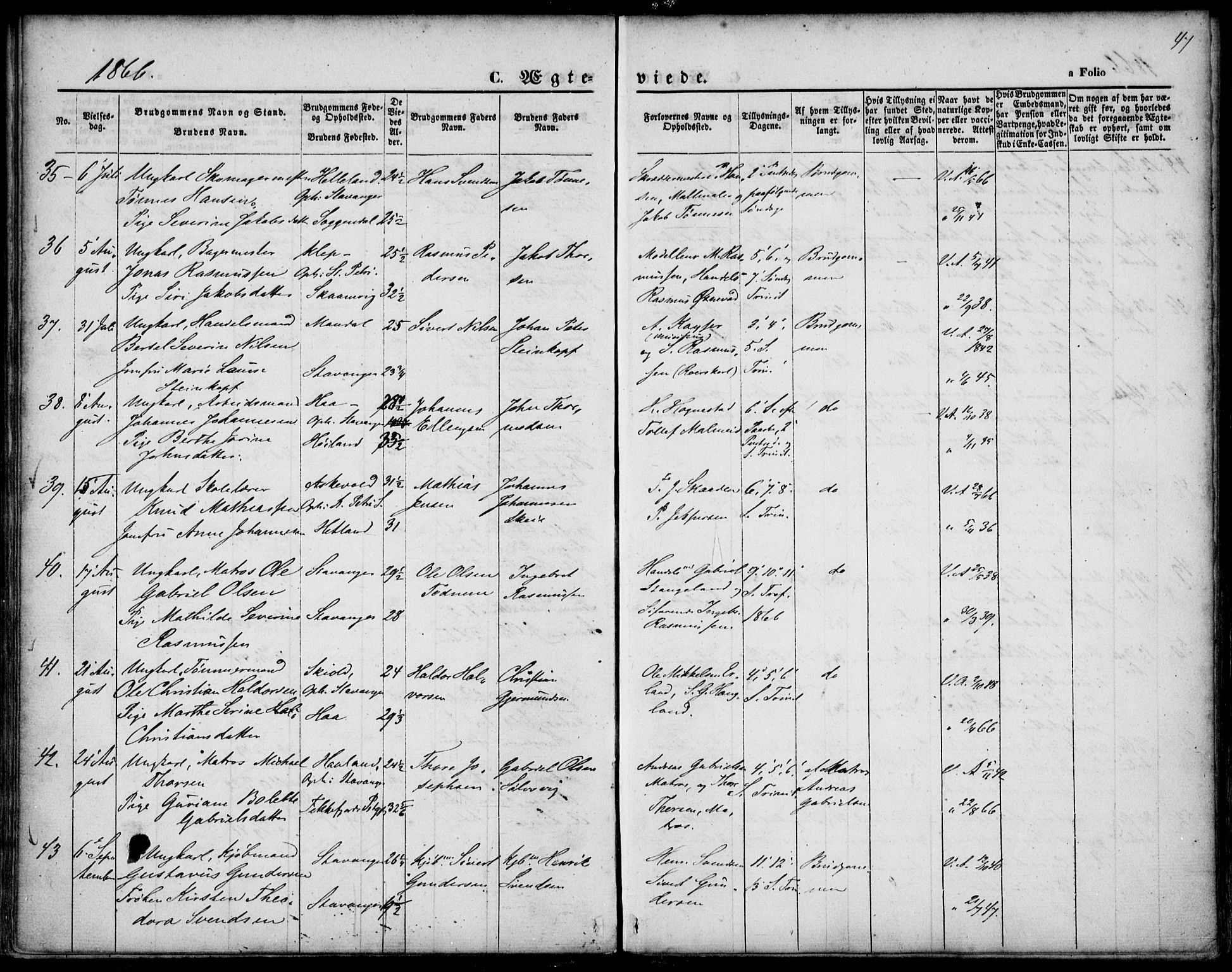 St. Petri sokneprestkontor, SAST/A-101813/001/30/30BA/L0002: Parish register (official) no. A 2, 1861-1869, p. 47