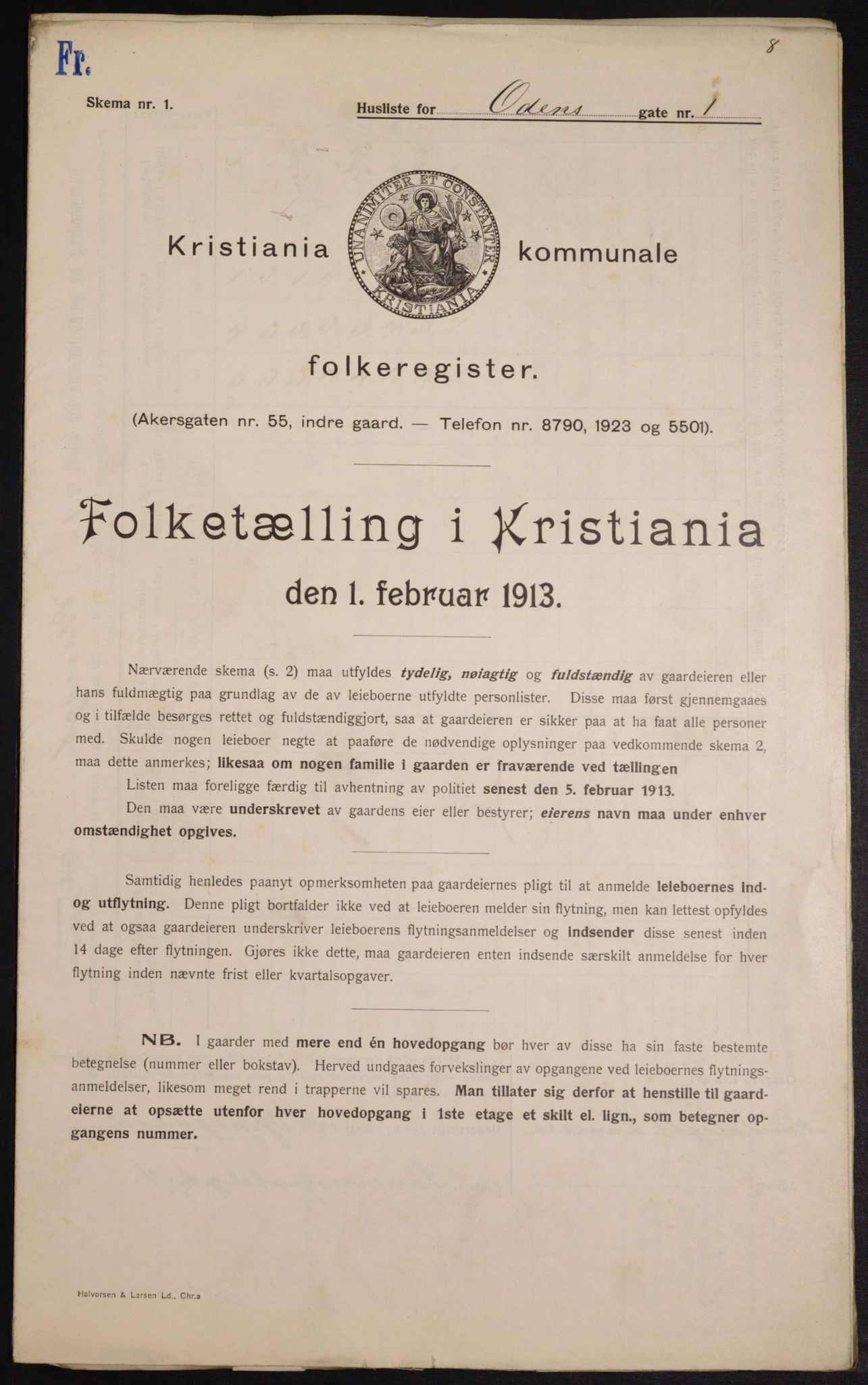 OBA, Municipal Census 1913 for Kristiania, 1913, p. 74579