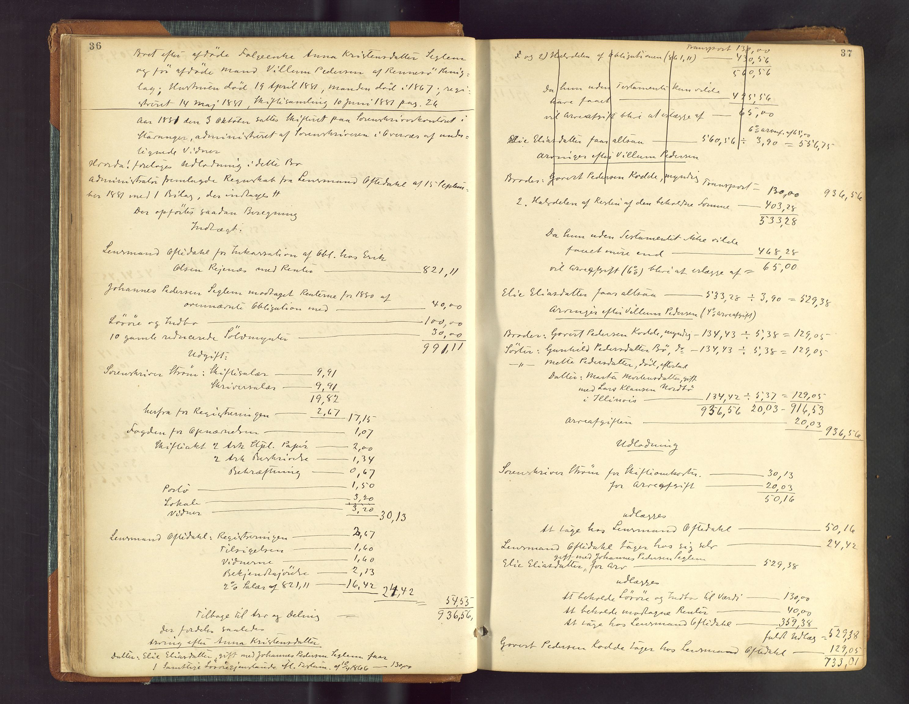 Ryfylke tingrett, AV/SAST-A-100055/001/IV/IVF/L0013: Skifteforhandlingsprotokoll D2 Høle og Rennesøy, 1880-1902, p. 36-37