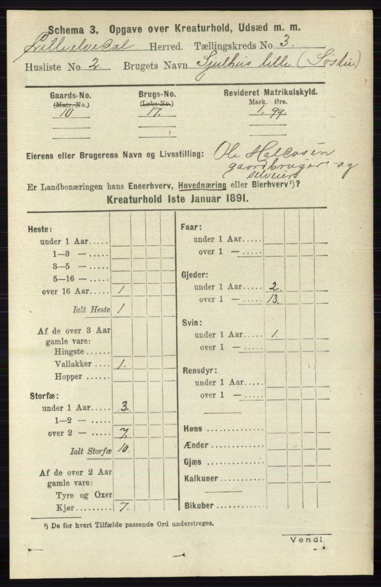 RA, 1891 census for 0438 Lille Elvedalen, 1891, p. 4168