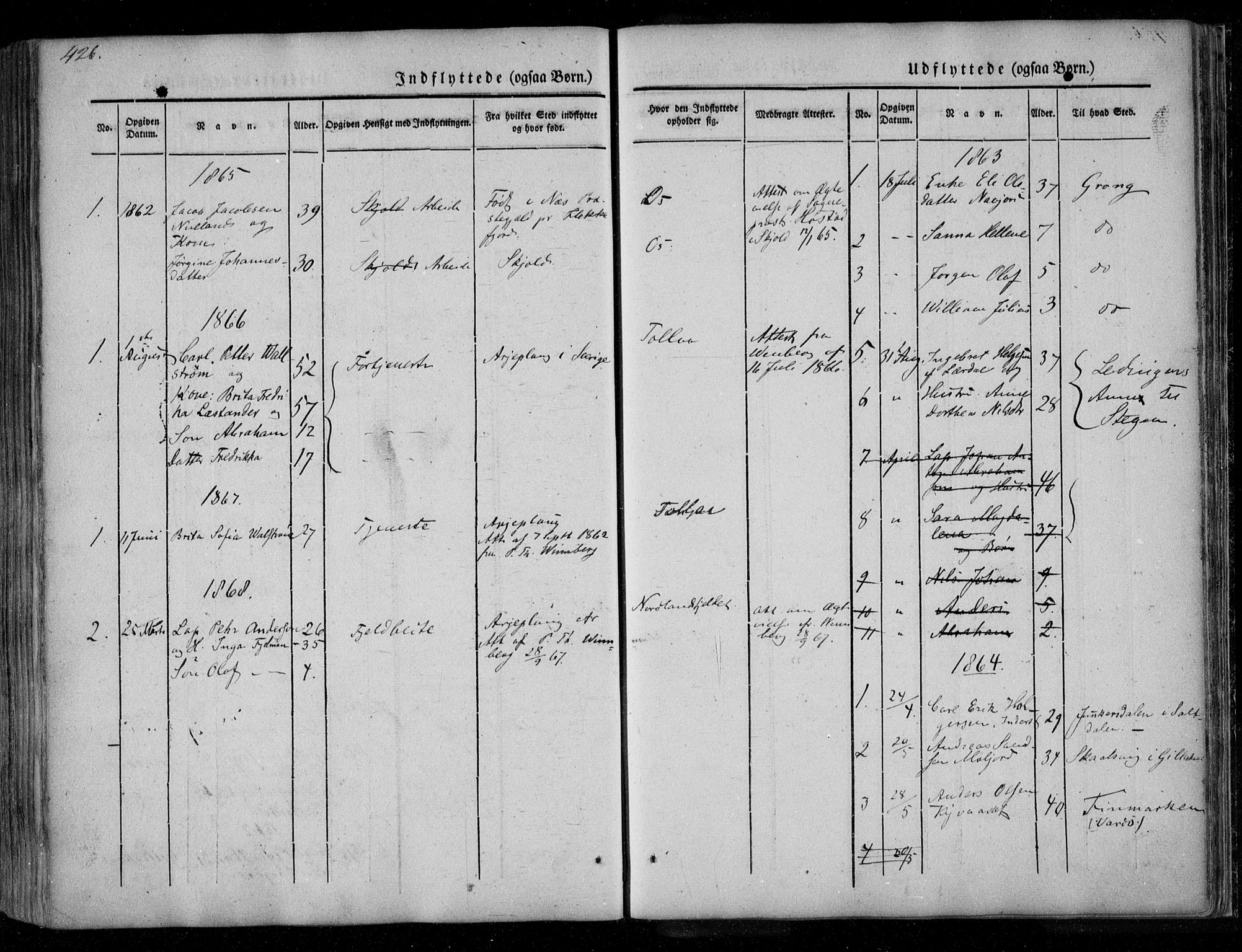 Ministerialprotokoller, klokkerbøker og fødselsregistre - Nordland, AV/SAT-A-1459/846/L0644: Parish register (official) no. 846A02, 1837-1872, p. 426