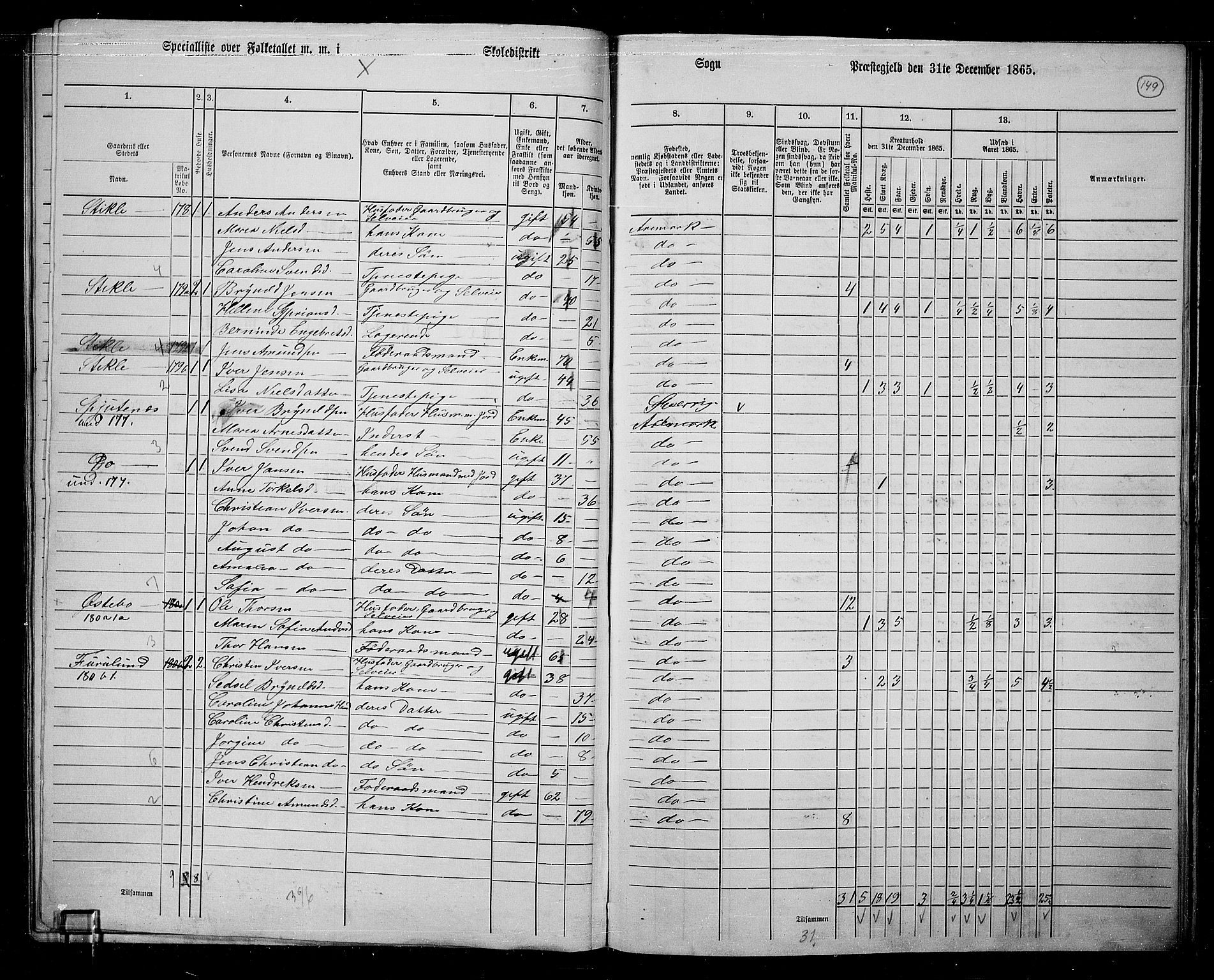 RA, 1865 census for Aremark, 1865, p. 137