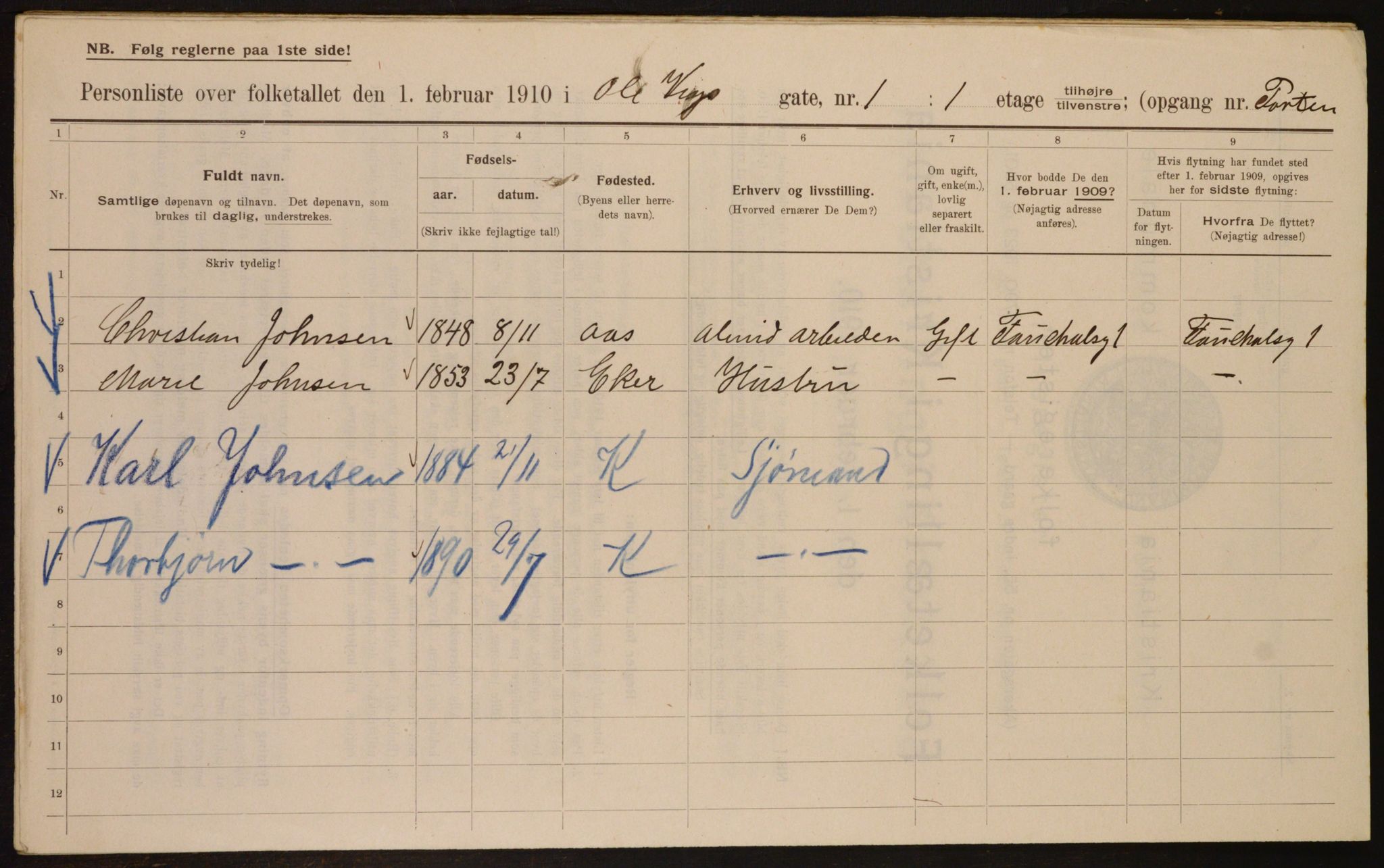 OBA, Municipal Census 1910 for Kristiania, 1910, p. 72690