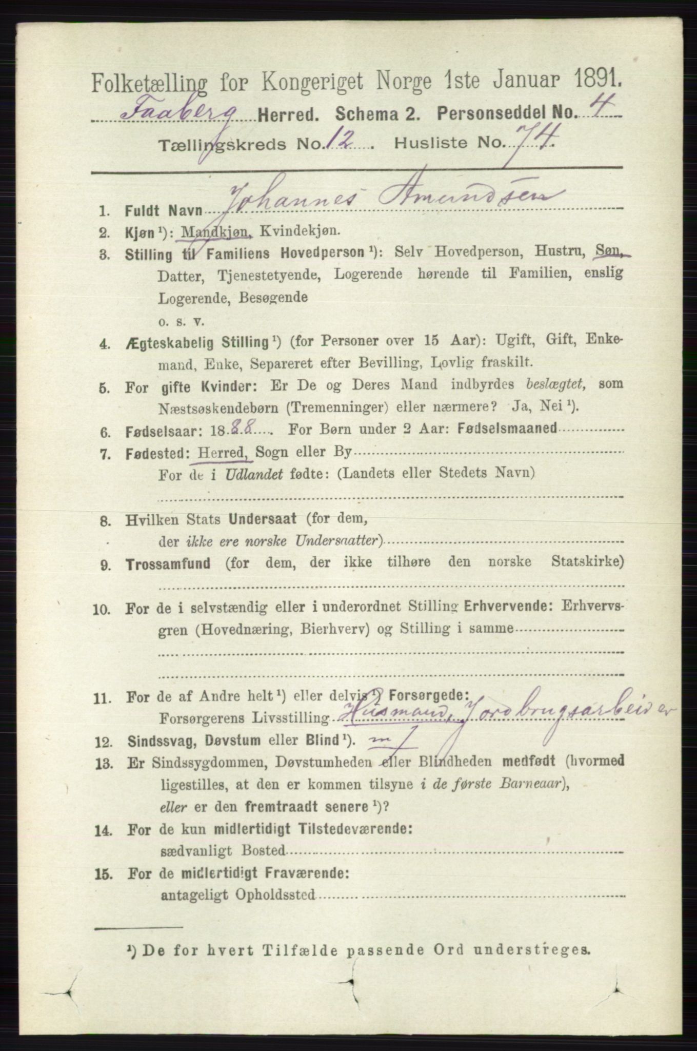 RA, 1891 census for 0524 Fåberg, 1891, p. 5161