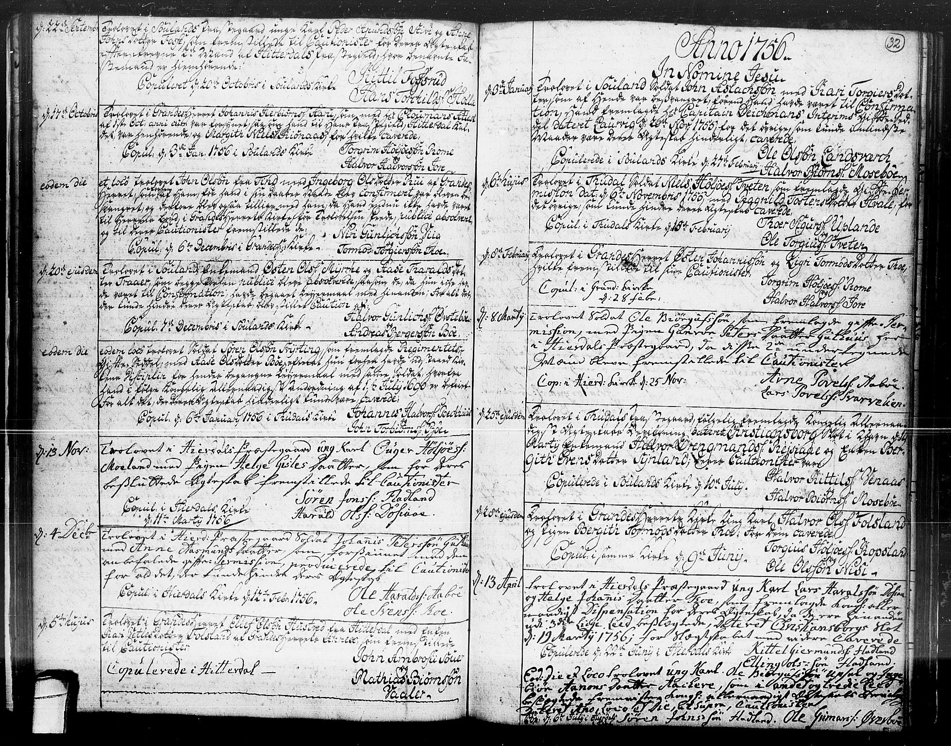 Hjartdal kirkebøker, SAKO/A-270/F/Fa/L0004: Parish register (official) no. I 4, 1727-1795, p. 32