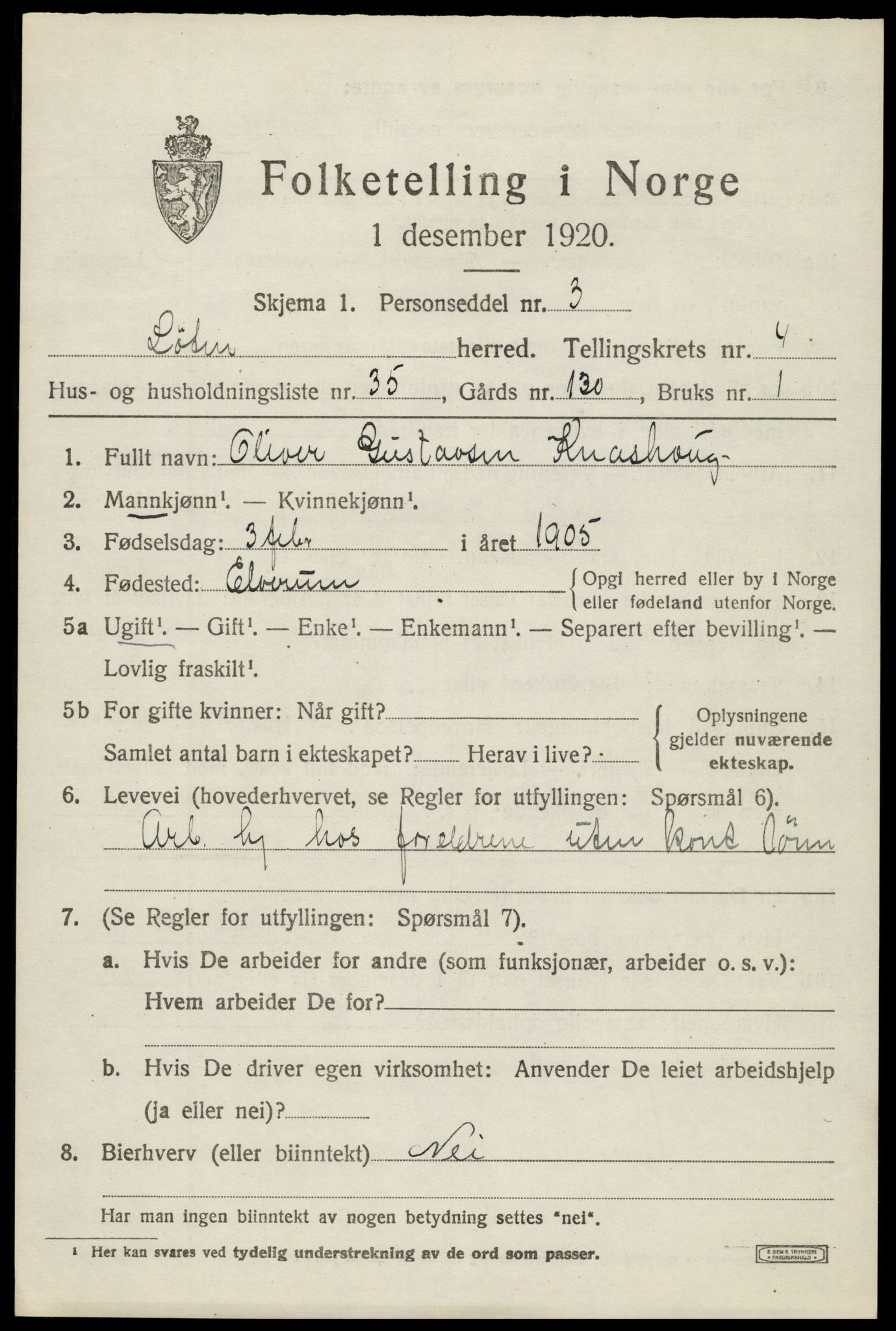 SAH, 1920 census for Løten, 1920, p. 8817