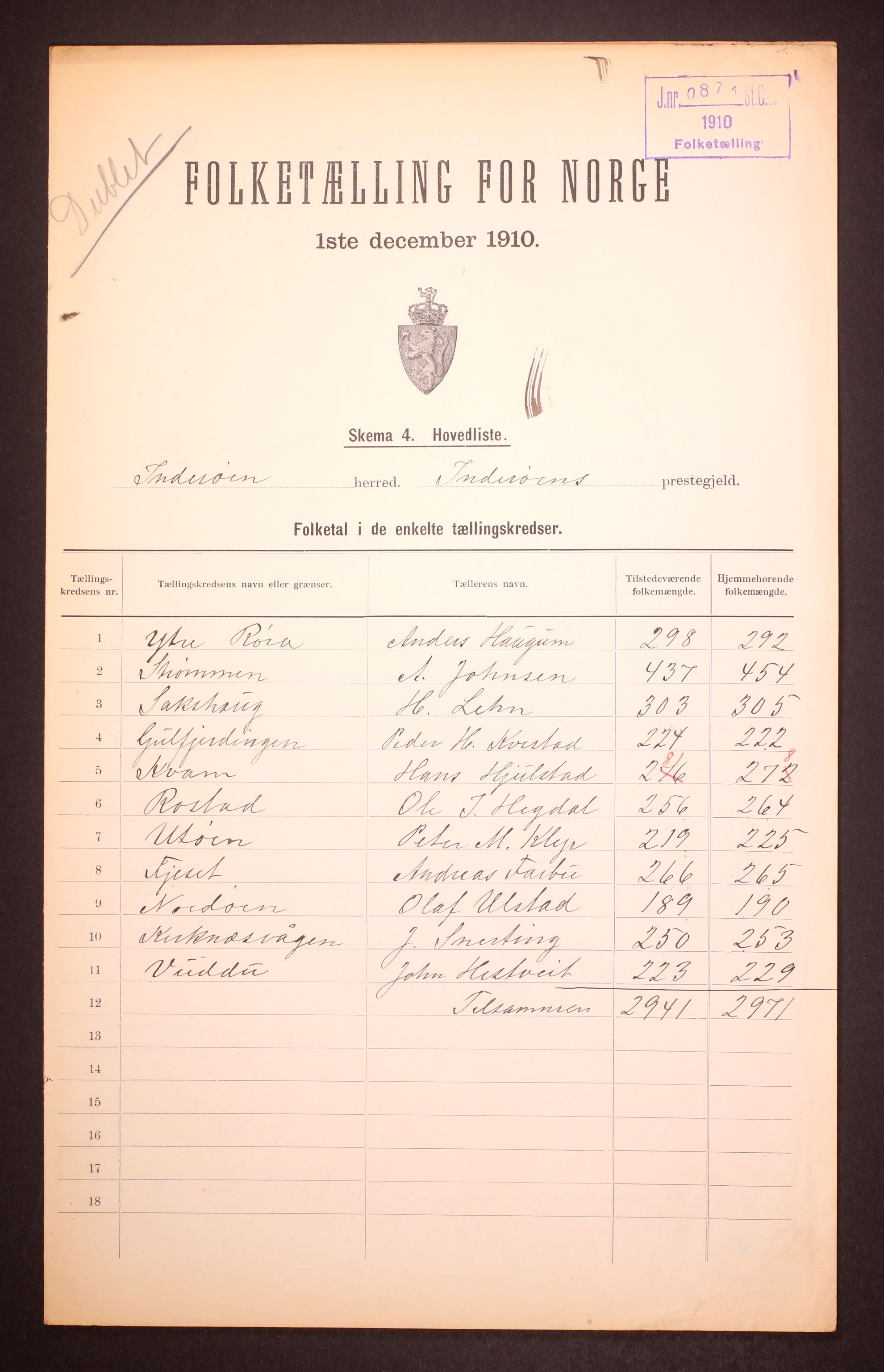 RA, 1910 census for Inderøy, 1910, p. 4
